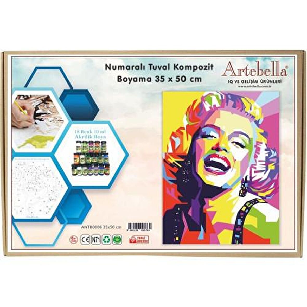 Artebella Numaralı Tuval Kompozit Boyama ANTB0006 "Marilyn Monroe"35x50 cm