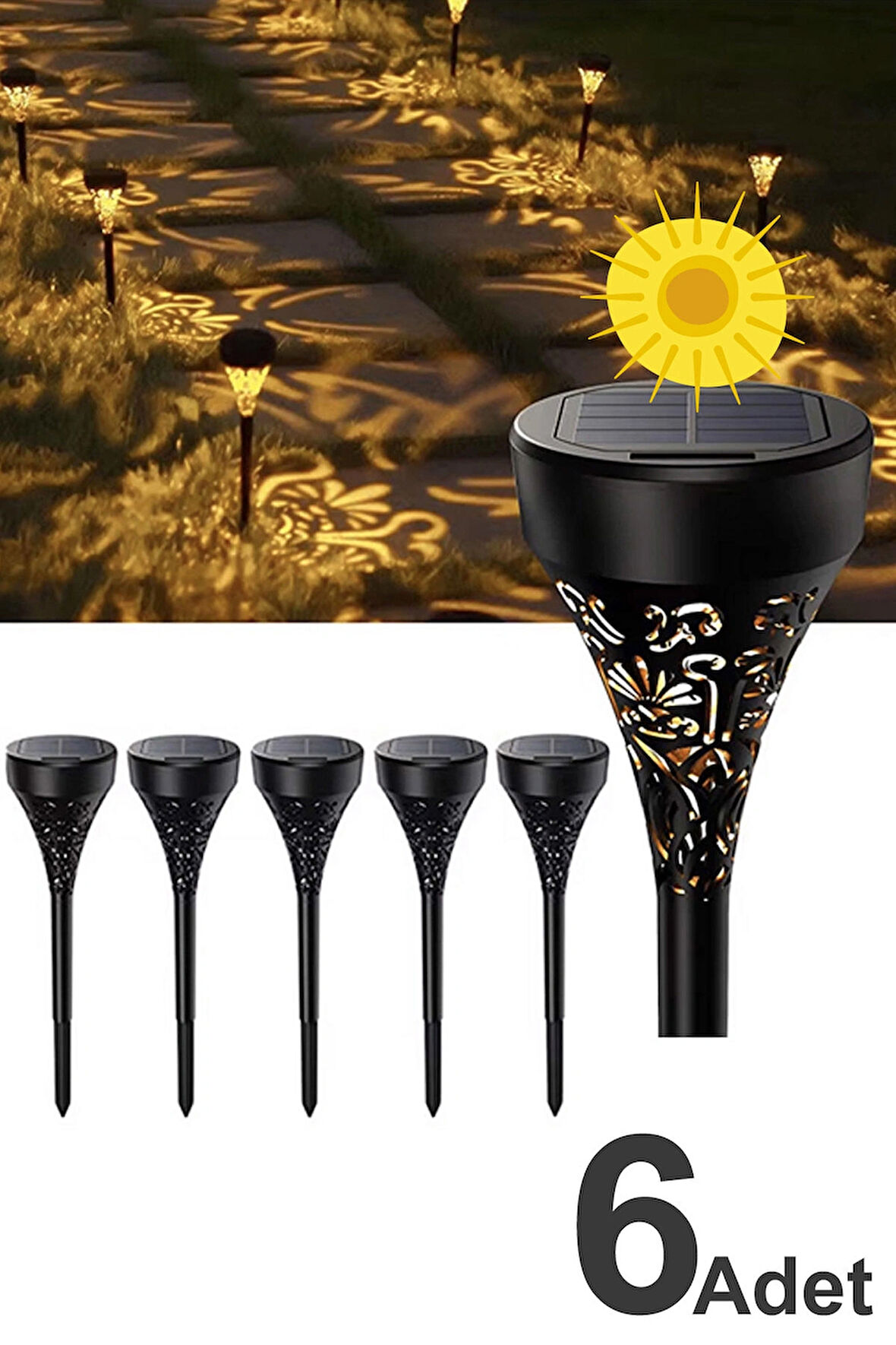 Greentech Güneş Enerjili Bahçe / Çim Aydınlatma 6 Adet / GT-SL17N