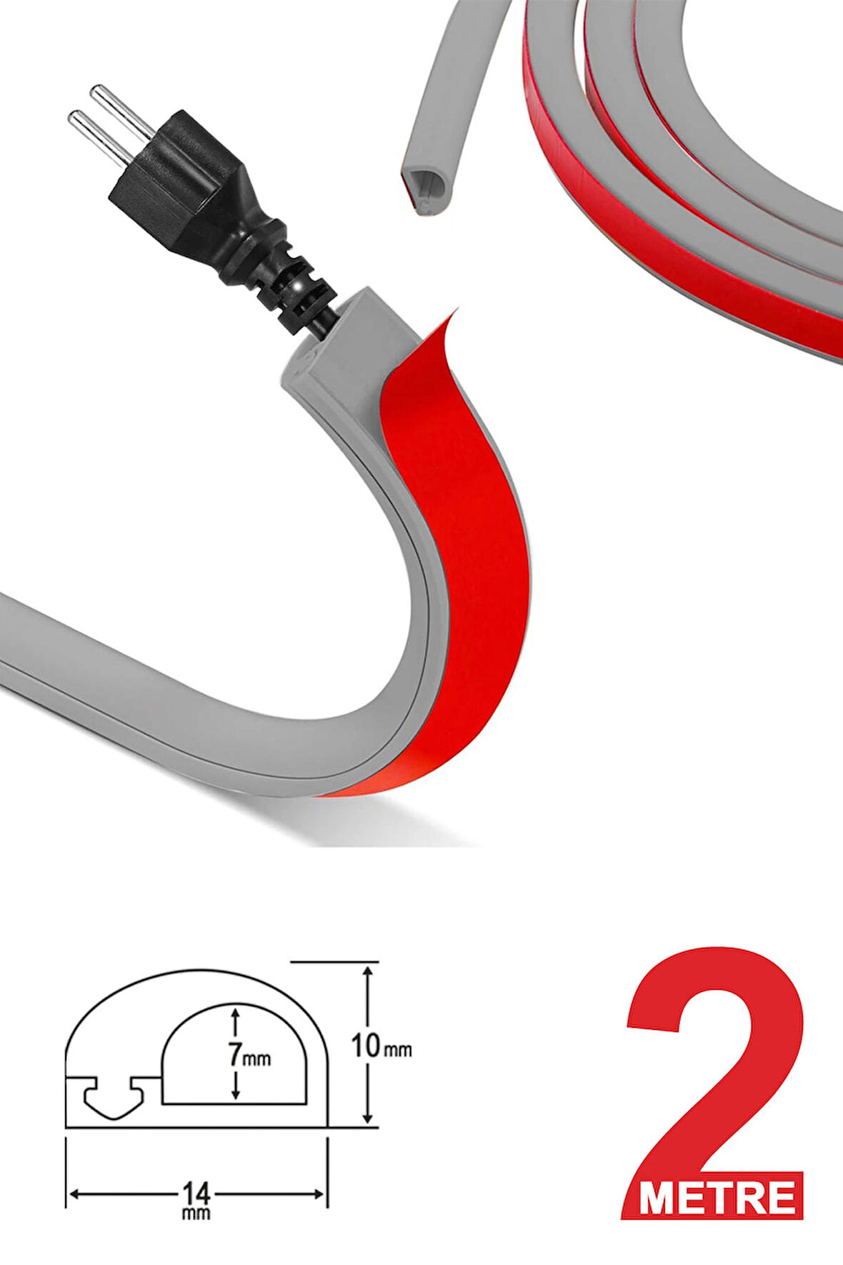 Greentech Esnek Kablo Kanalı Gri / GT-KK02
