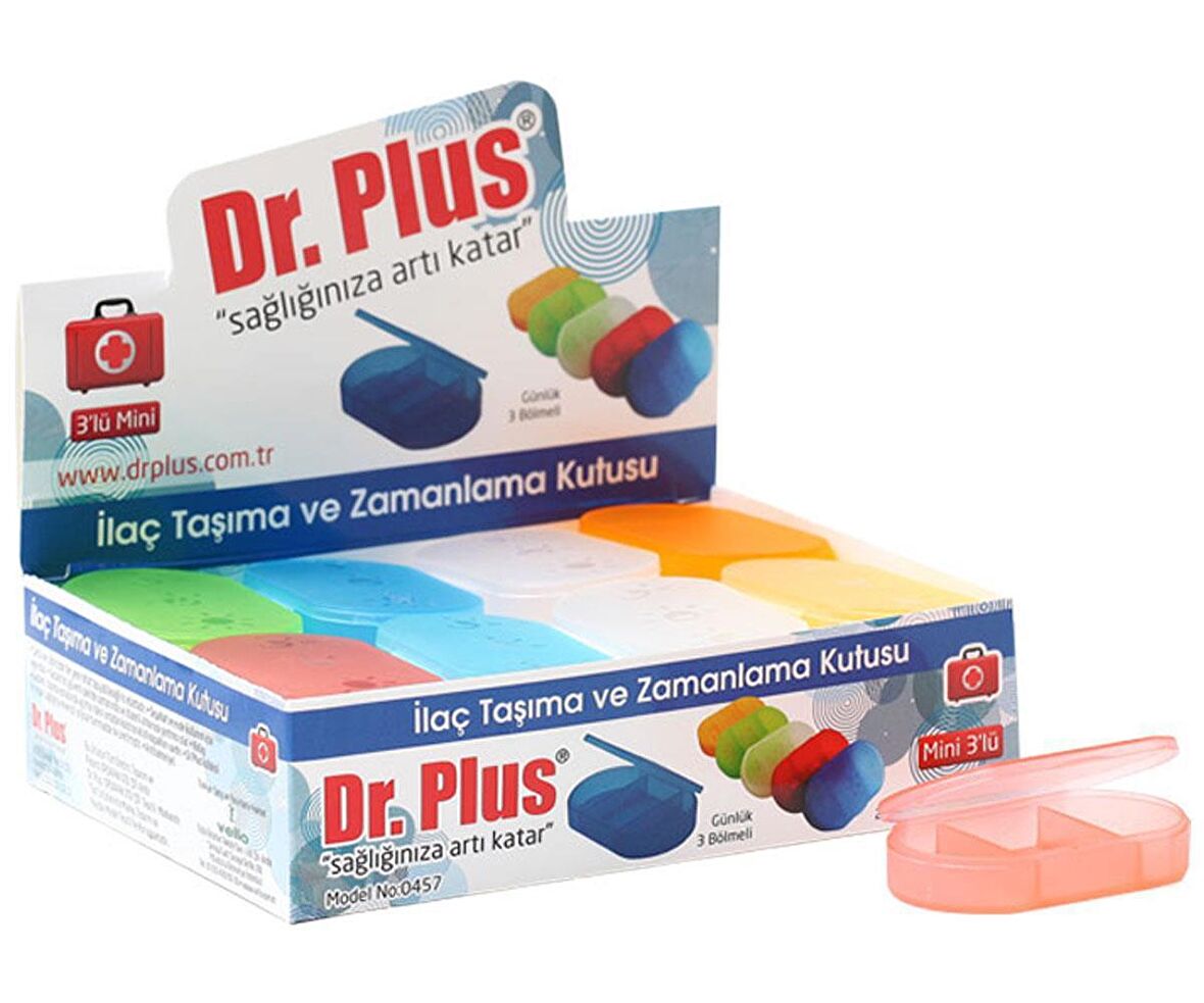 Dr Plus Mini 3'Lü Günlük İlaç Taşıma Kutusu Tek Adet - Kırmızı 