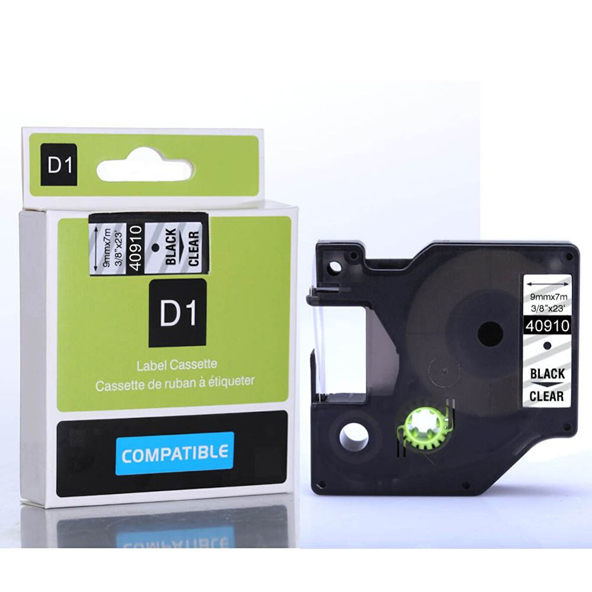 DYMO D1 Serisi Seffaf Etikete Siyah 40910 9mmx7M Muadil