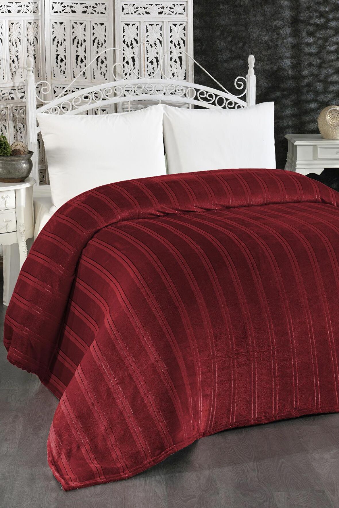 Evlen Home Mayer Supersoft Çift Kişilik Polar Battaniye Bordo 180 x 230 cm