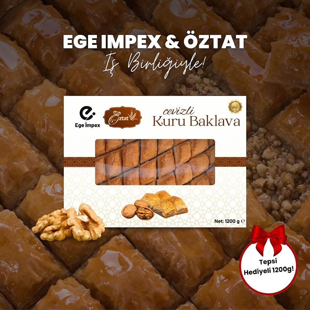 Öztat Tepsi Hediyeli Hazır Kuru Baklava 1200 Gr (3 kg)