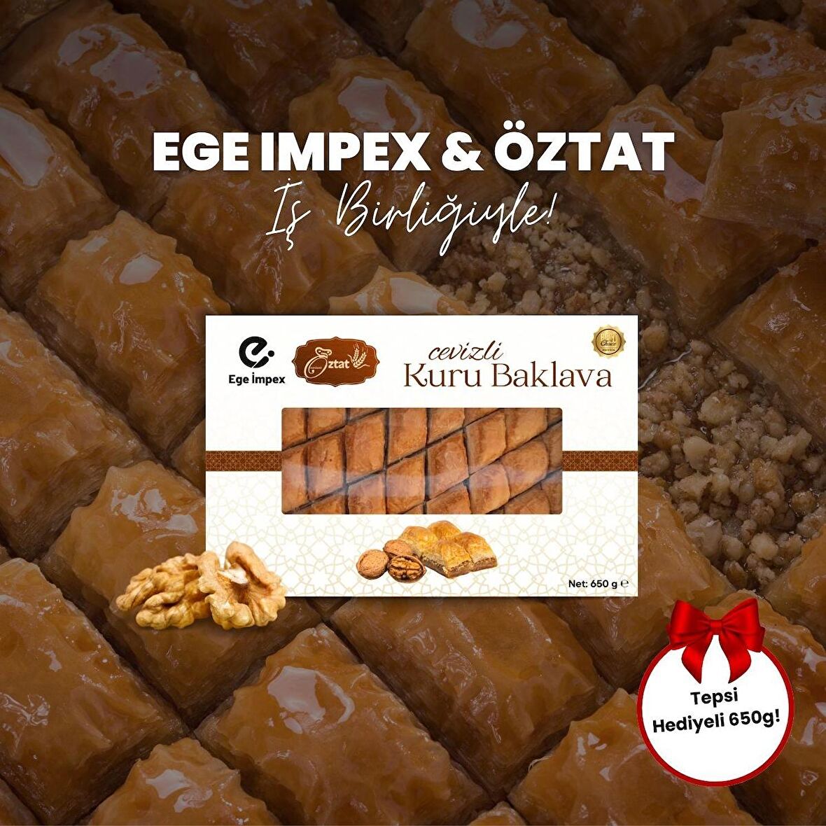 Öztat Tepsi Hediyeli Hazır Kuru Baklava 650 Gr (1,5 kg)