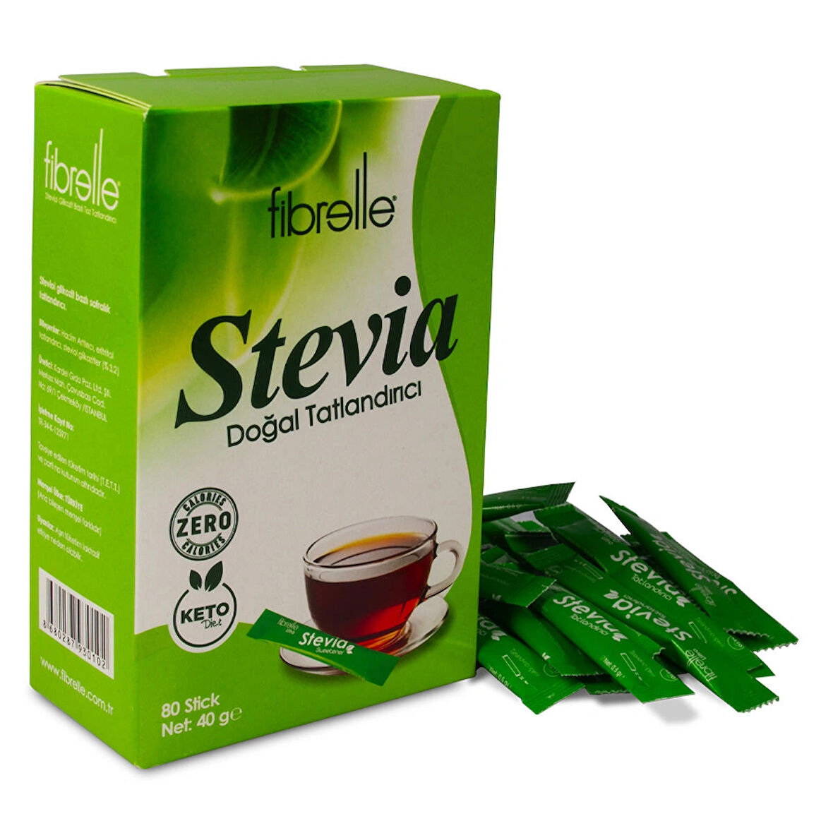 Fibrelle Ultra Stevialı Tatlandırıcı 80 Saşe x 0.5 Gr - AROMASIZ