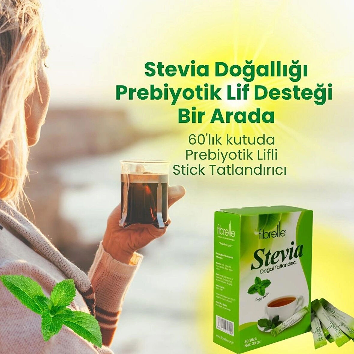 Fibrelle Prebiyotik Lifli Stevia lı Tatlandırıcı  0,5 gr 60 Adet 1 adet
