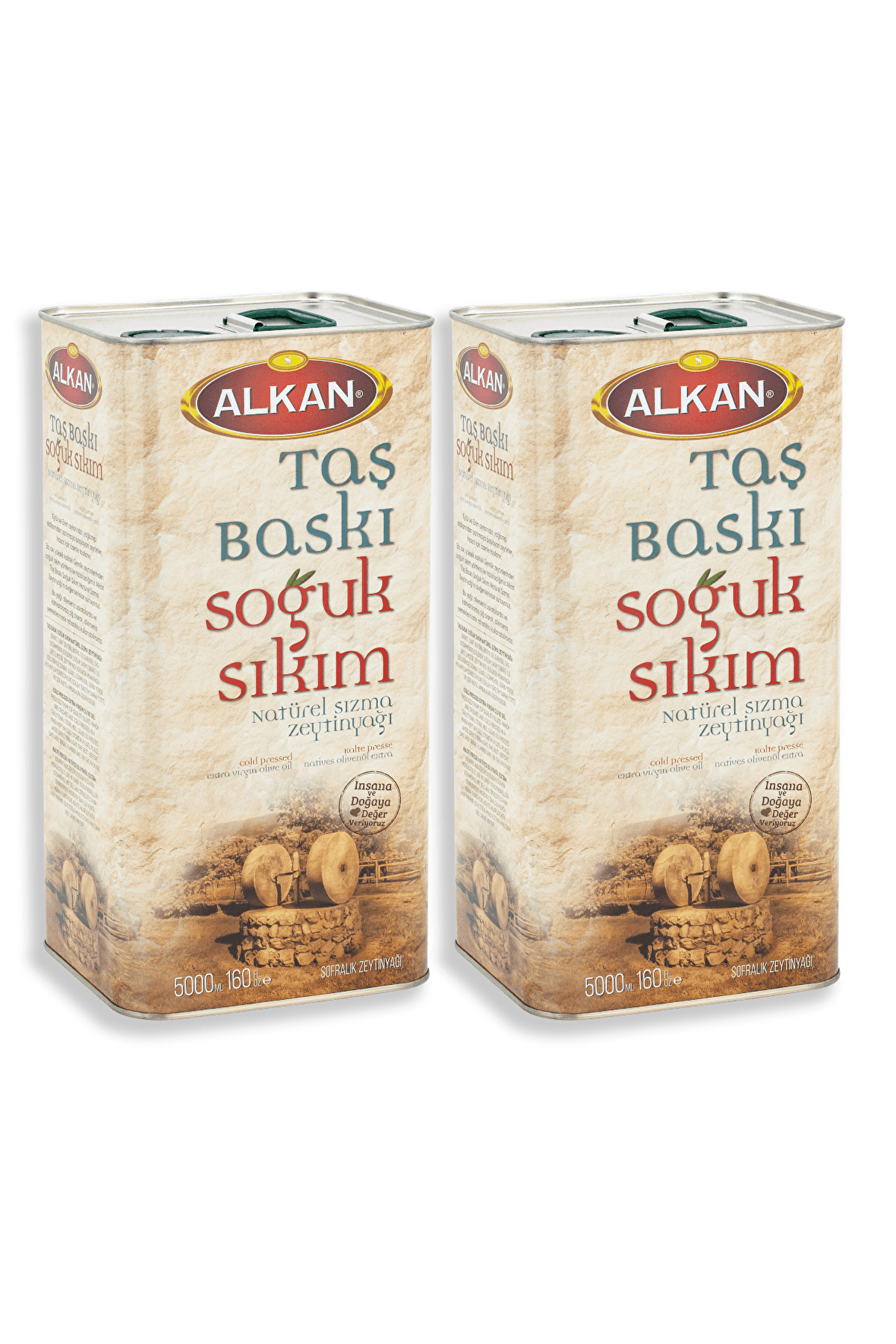 Alkan Zeytin Naturel Taş Baskı Sızma Zeytinyağı 2 x 5 lt Teneke 