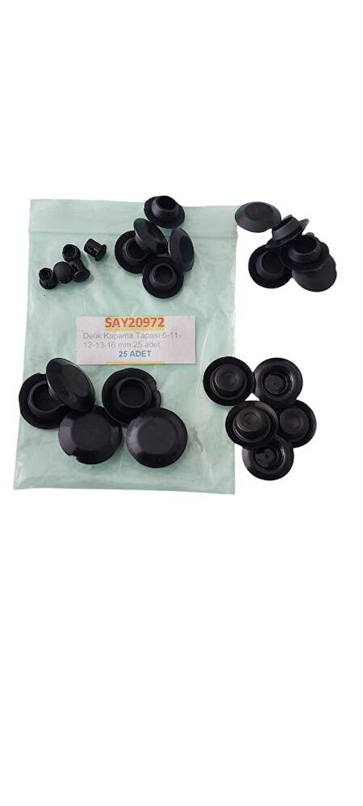 20972 Delik Kapama Tapası 6-11-12-13-16 mm 25 adet 20972