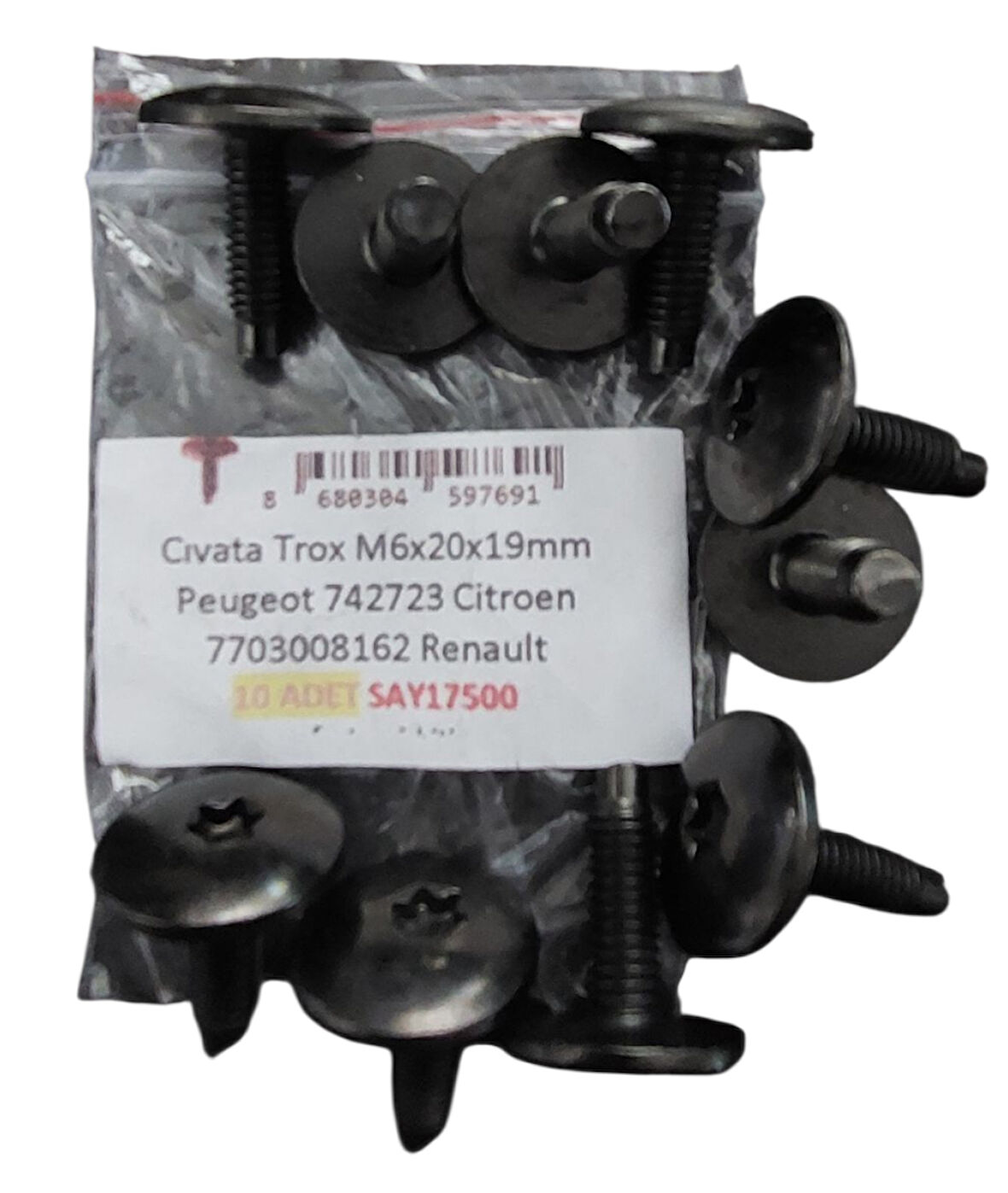 Torx Cıvatası M6X20X19Mm Peugeot 742723 Citroen 7703008162 Renault (10 ADET) 15042 MARKA İLE UYUMLU