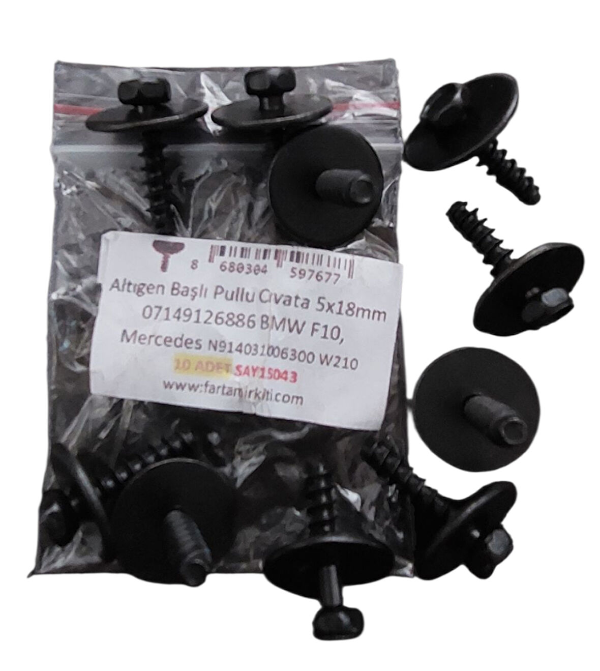 Altıgen Başlı Pullu Cıvata 5x18mm 07149126886 BMW F10, Mercedes N914031006300 W210 (10 ADET) 15043 MARKA İLE UYUMLU