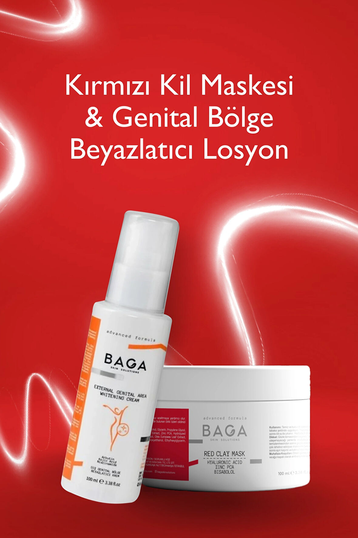 Baga Skin Solutions Kırmızı Kil Maskesi & Genital Bölge Beyazlatıcı Losyon