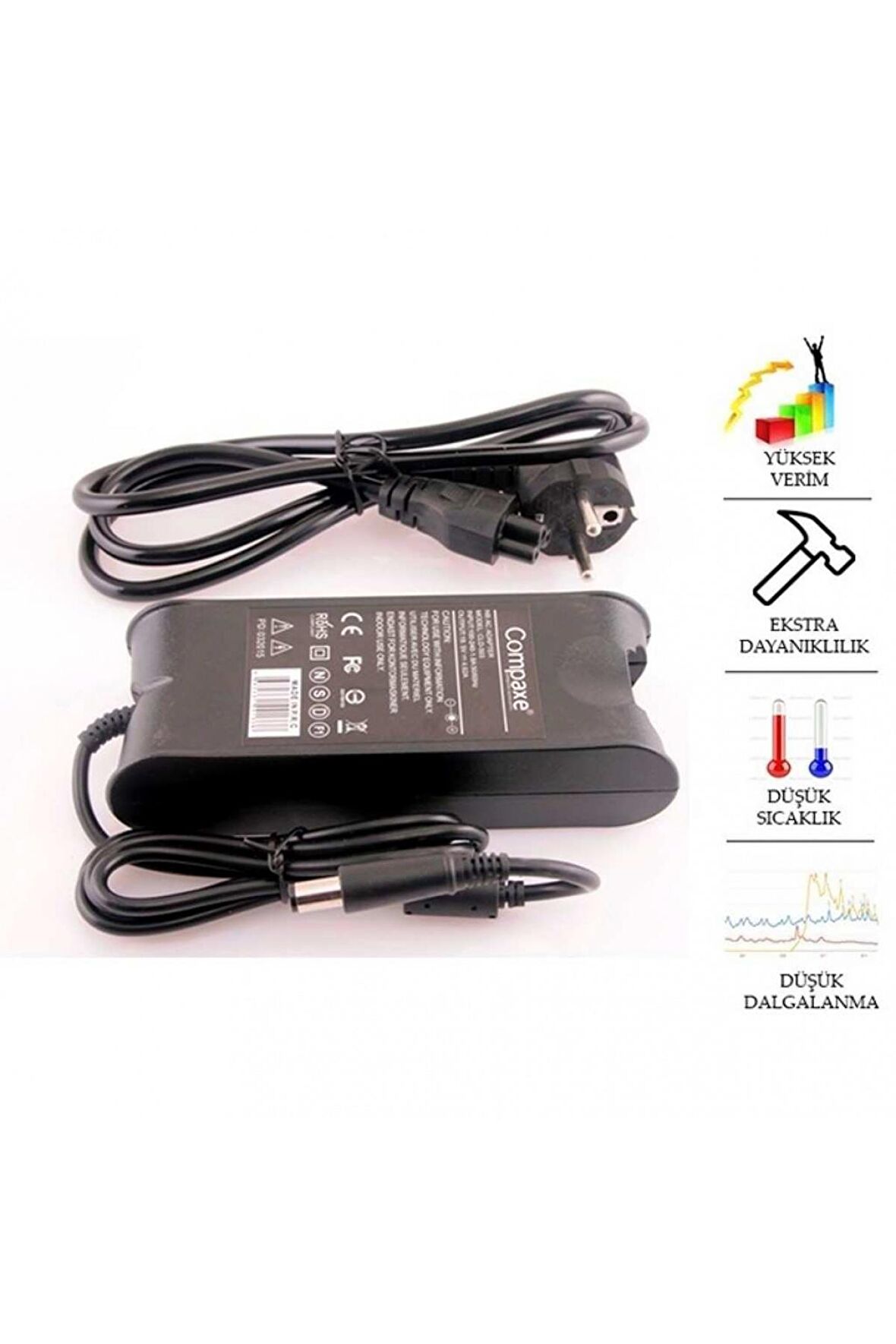 Compaxe CLD-503 90W 19.5V 4.62A 7.4-5.0 İğneli Dell Notebook Adaptörü