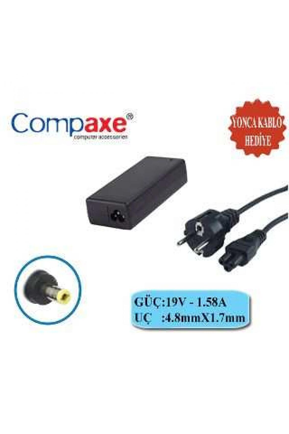 Compaxe CNH-158 Hp 30w 19v 1.58a 4.8 1.7 Notebook Adaptörü