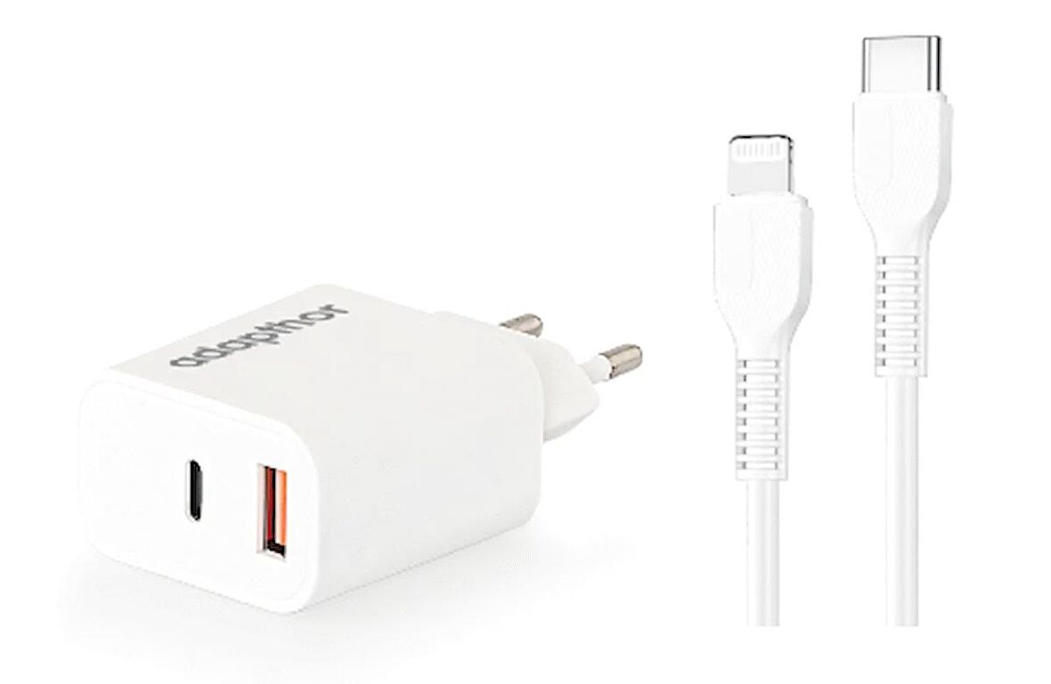 Adapthor 35W Pd/Qc + Type C To Iphone 3 Amper Kablolu Set Beyaz 