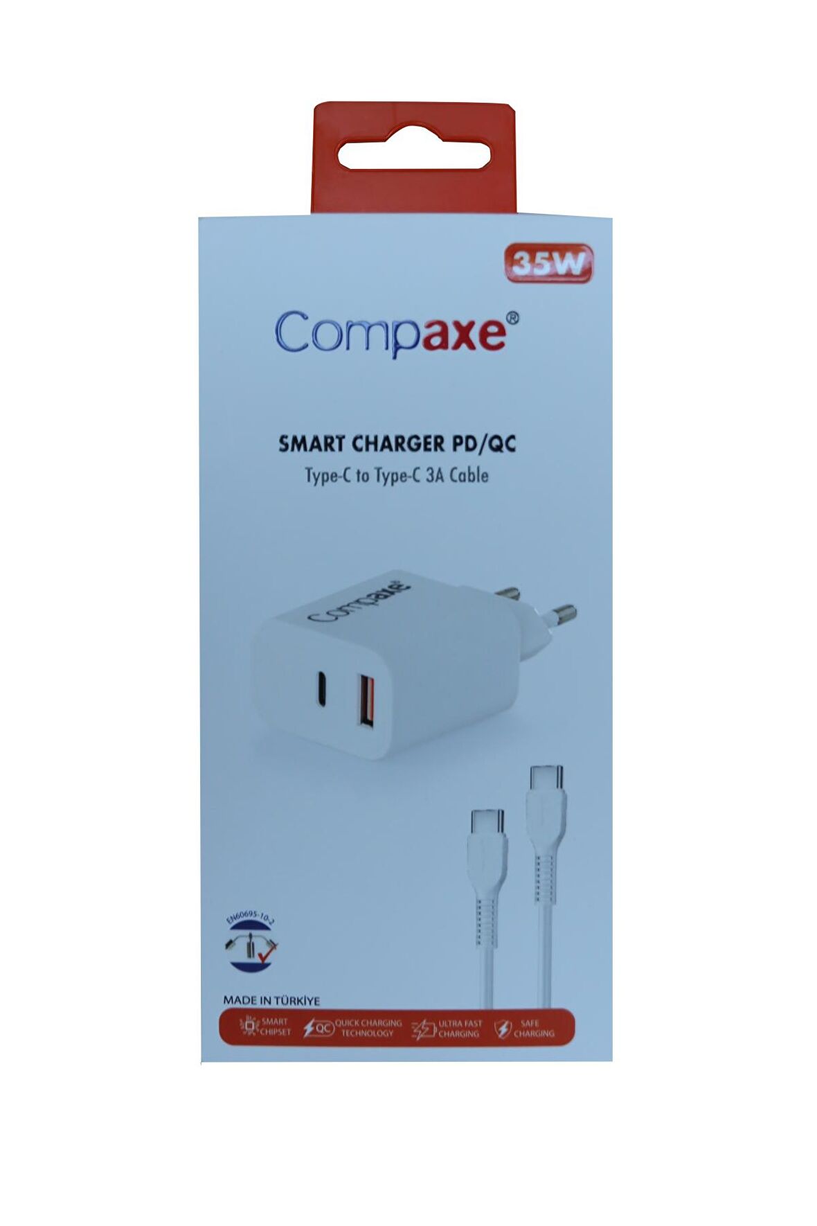 Compaxe CTA-350TT  35W 5V 3A PD-QC+ Type-C To Type-C  Şarj Kablosu