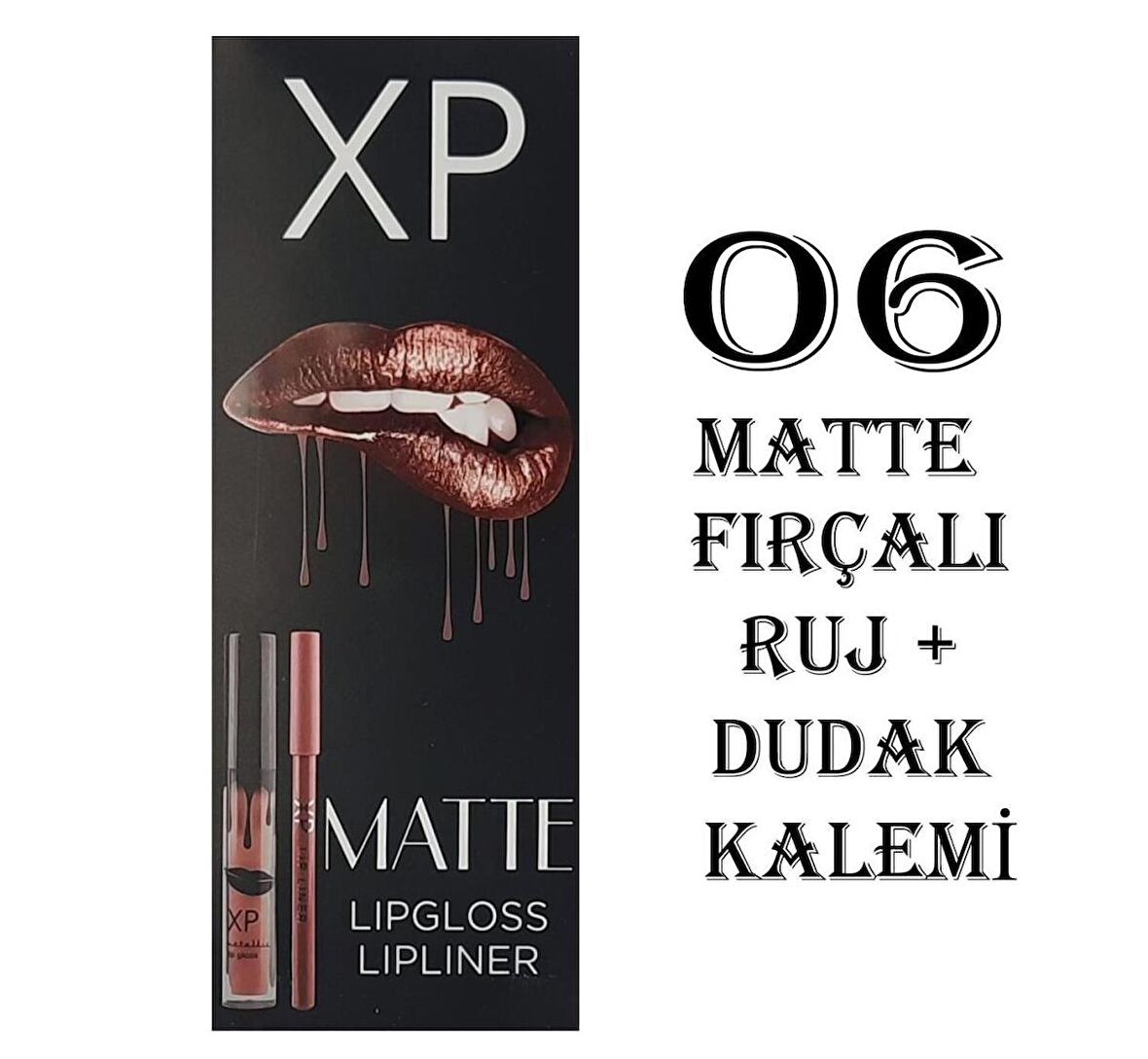 XP Matte Lip Gloss 06 Fırçalı Mat Ruj + Dudak Kalemi