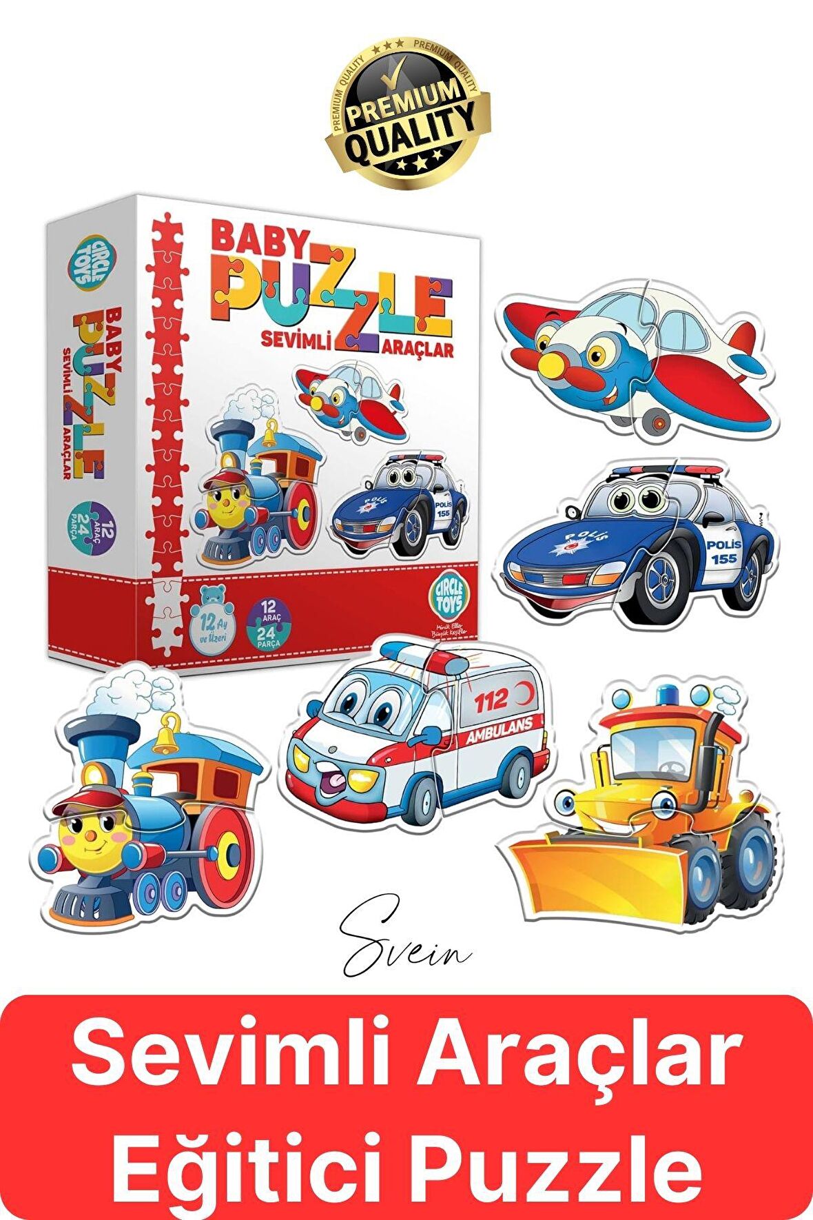 Baby Puzzle Sevimli Araçlar Eğitici Öğretici İnce Motor Beceri Ebeveyn El Göz Koordinasyon