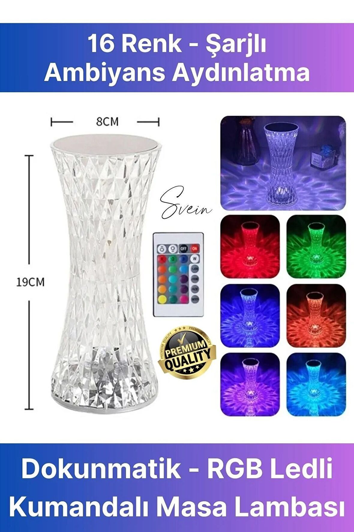 Özel Tasarım Mini 16 Renk Kristal Şarjlı Masa Lambası Led Abajur Dokunmatik Kumandalı Lambader Rgb