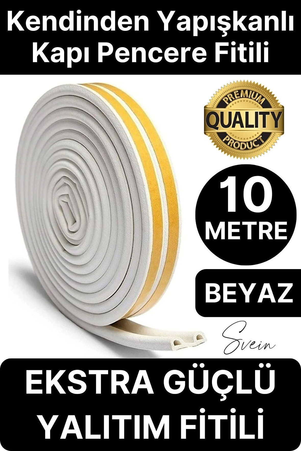 Premium Kapı Pencere Soğuk Toz Geçirmez İzolasyon Fitili Kendinden Yapışkanlı Isı Yalıtım 2x5=10 mt