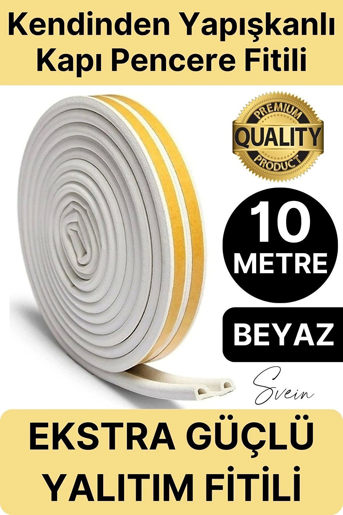 Premium Kapı Pencere Soğuk Toz Sızdırmaz İzolasyon Fitili Kendinden Yapışkanlı Isı Yalıtım 2x5=10 mt