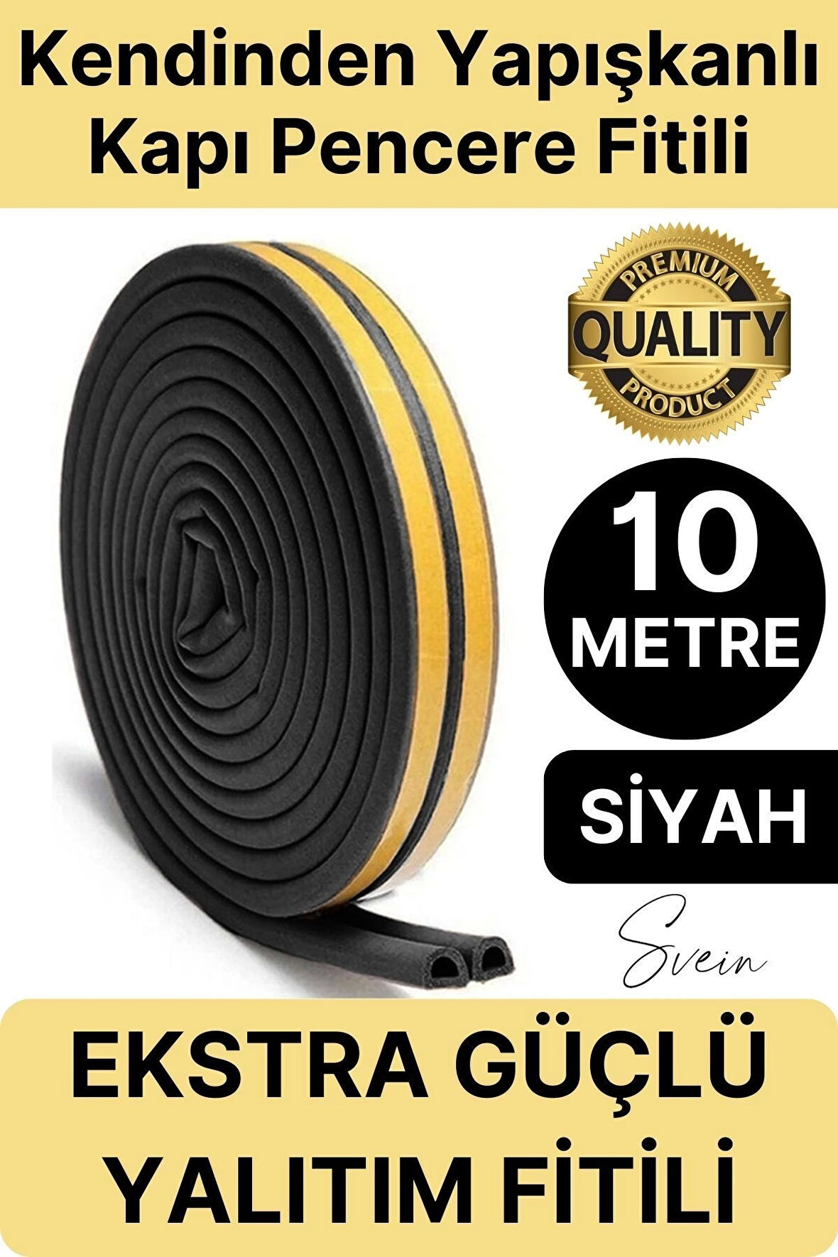 Premium Kapı Pencere Soğuk Toz Sızdırmaz İzolasyon Fitili Kendinden Yapışkanlı Isı Yalıtım 2x5=10 mt