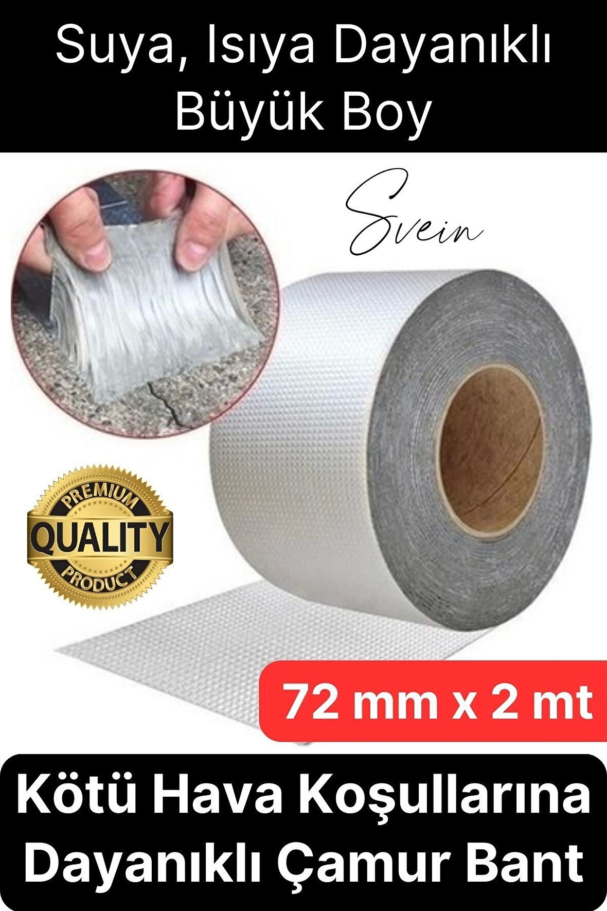 72 mm x 2 mt Su Geçirmez Sızdırmaz Çatı Boru Dayanıklı Çamur Sakız Bant Alüminyum Tamir Bandı