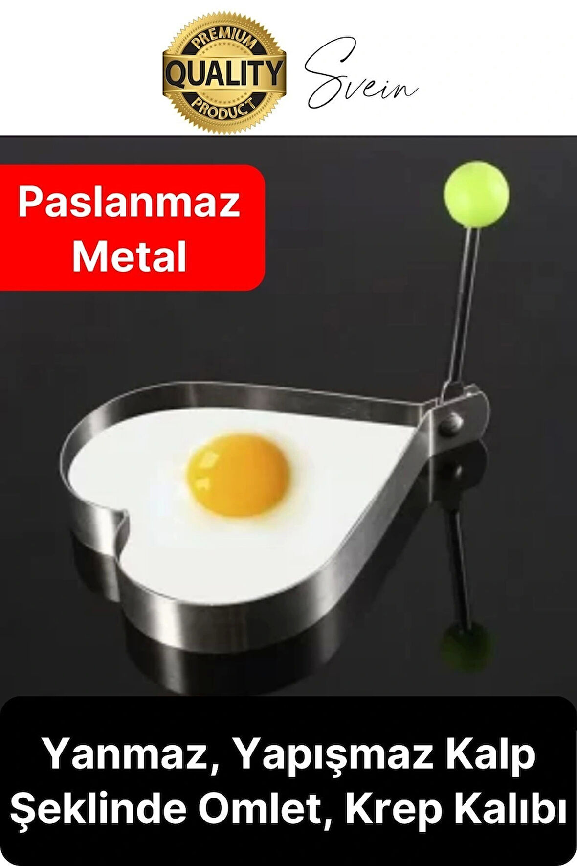 Paslanmaz Metal Kalp Şeklinde Omlet Krep Kalıbı Özel Model Uzun Ömürlü Yanmaz Yapışmaz Portatif