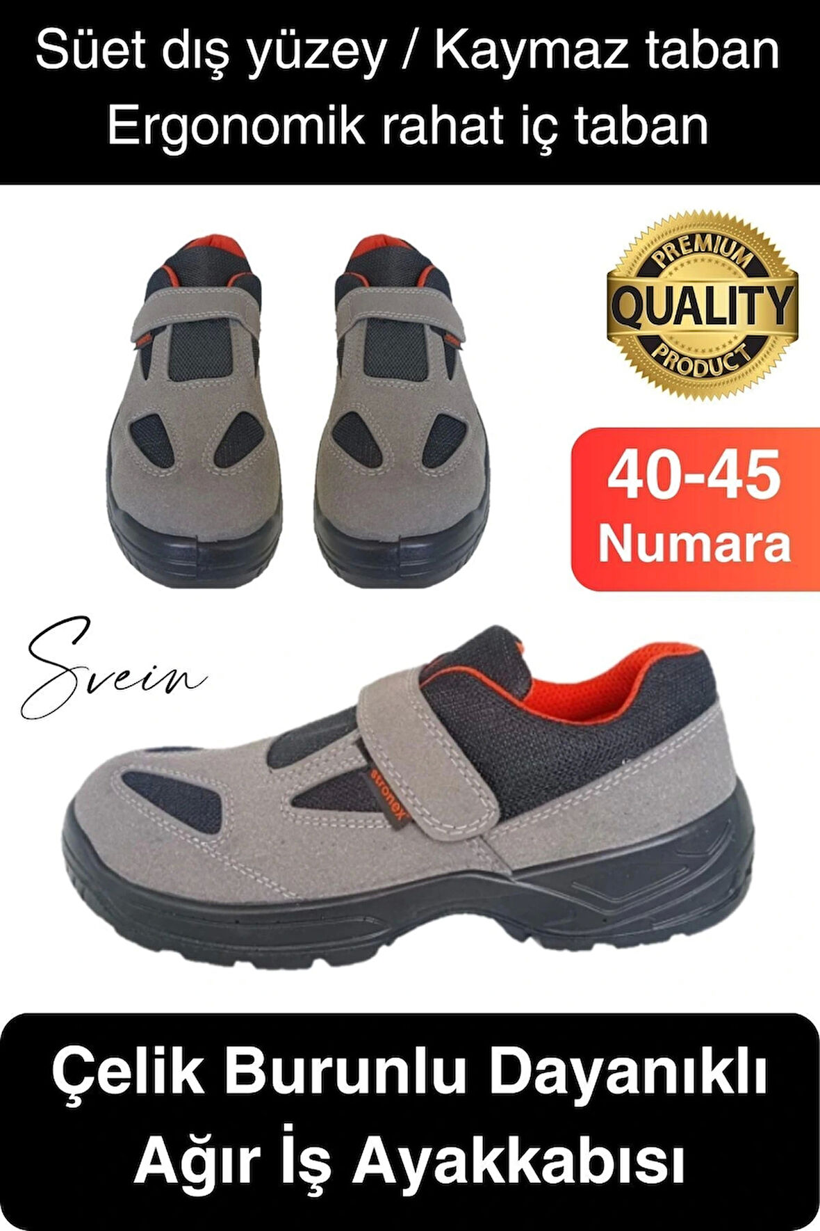 Çelik Burunlu Süet Deri İş Ayakkabısı Rahat Konforlu Hafif Ergonomik Cırtlı Nefes Alabilen Güvenli
