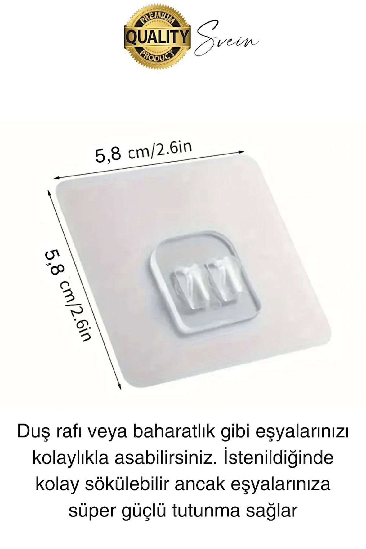 1 Ad. Ekstra Güçlü Kendinden Yapışkanlı İz Bırakmaz Suya Dayanıklı Banyo Rafı Tablo Ayna Askı Kanca