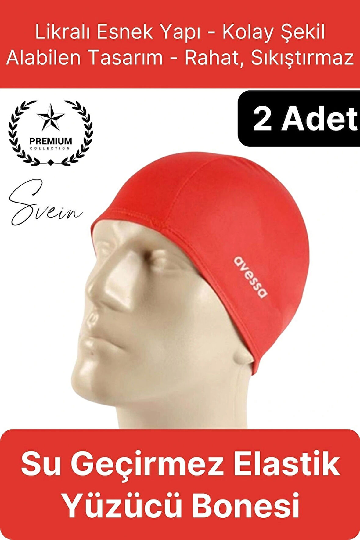 2'li Her Saça Uygun Su Geçirmez Bez Bone Likralı Yüzücü Deniz Havuz Elastik Unisex Kulak Korumalı