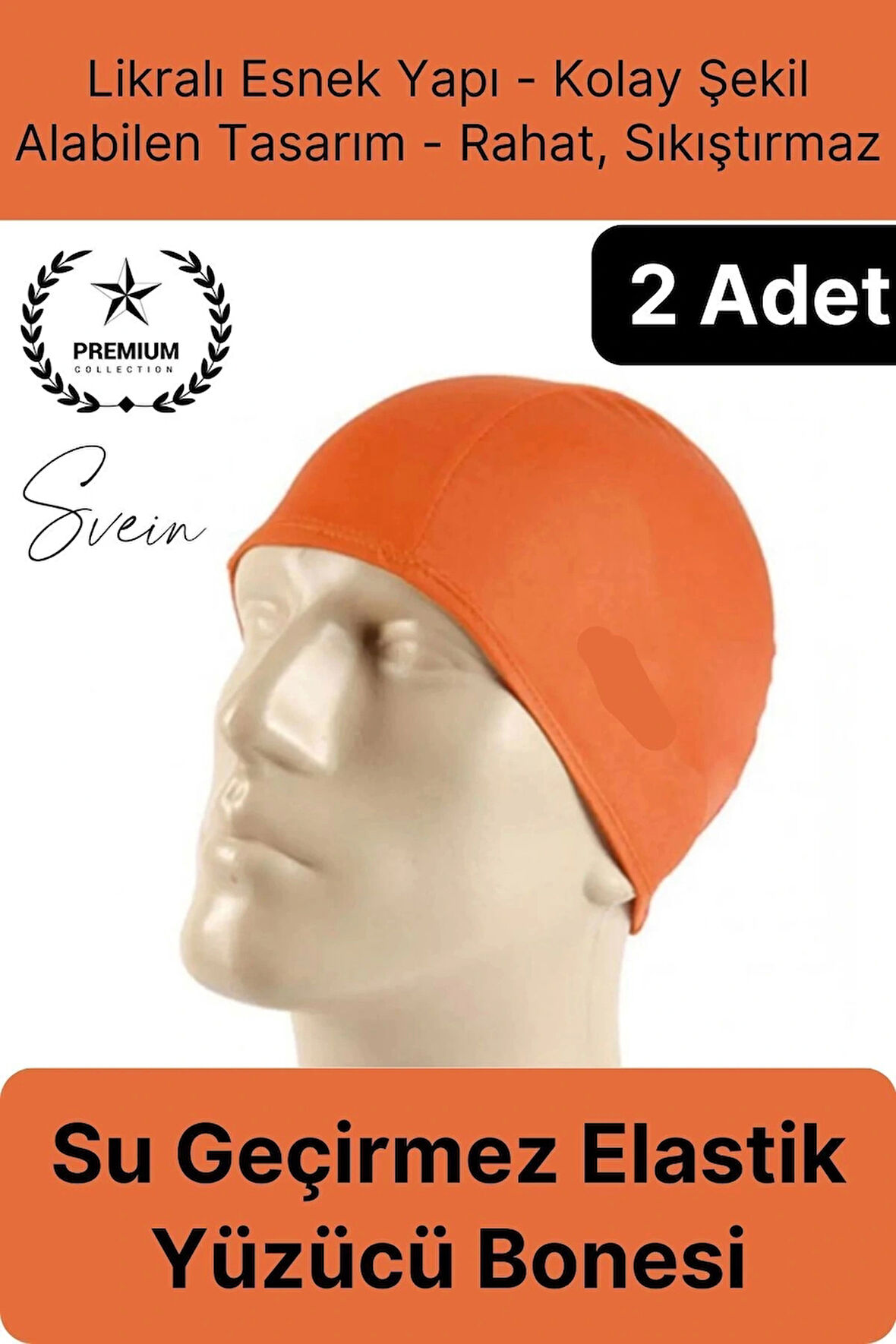 2'li Her Saça Uygun Su Geçirmez Bez Bone Likralı Yüzücü Deniz Havuz Elastik Unisex Kulak Korumalı