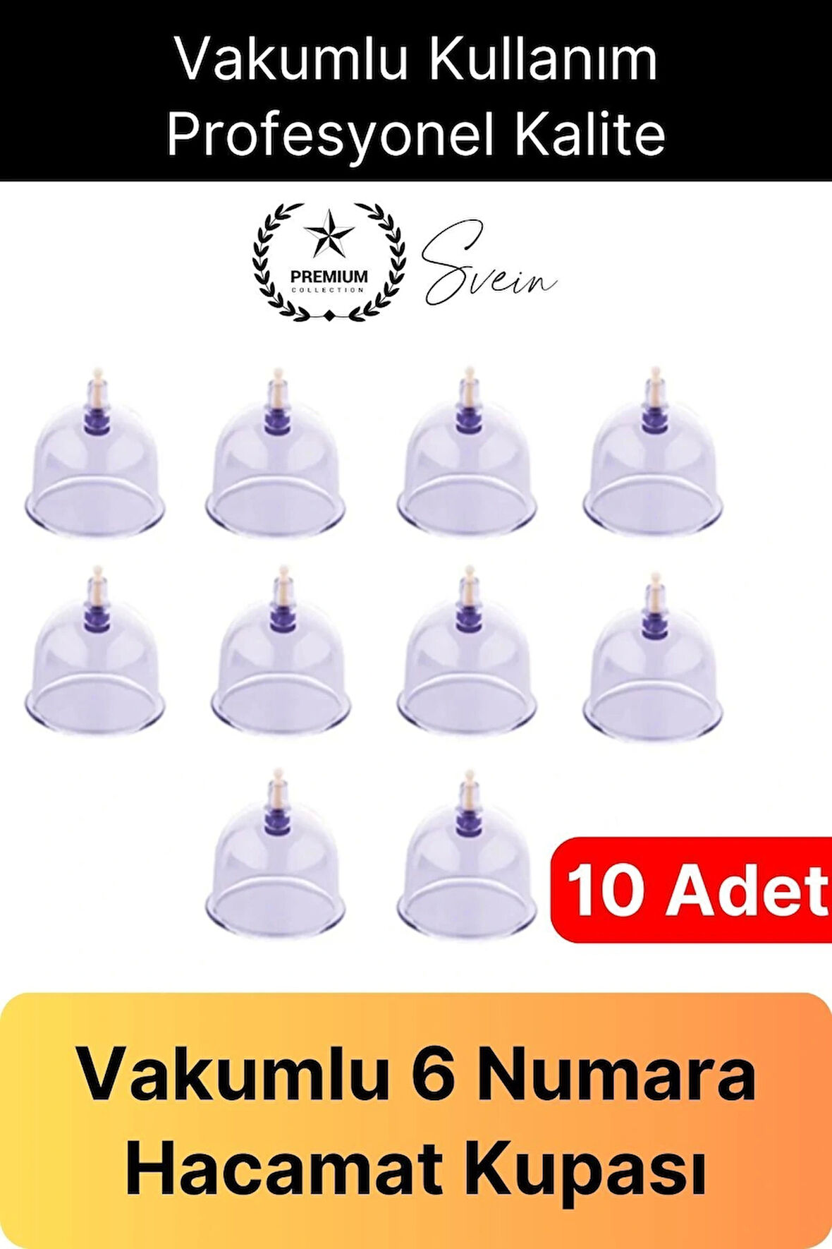 Dayanıklı 10 Adet 6 Numara Hacamat Masaj Kupası Selülit Çatlak Omuz Sırt Bel Tutulması Rahatlatıcı