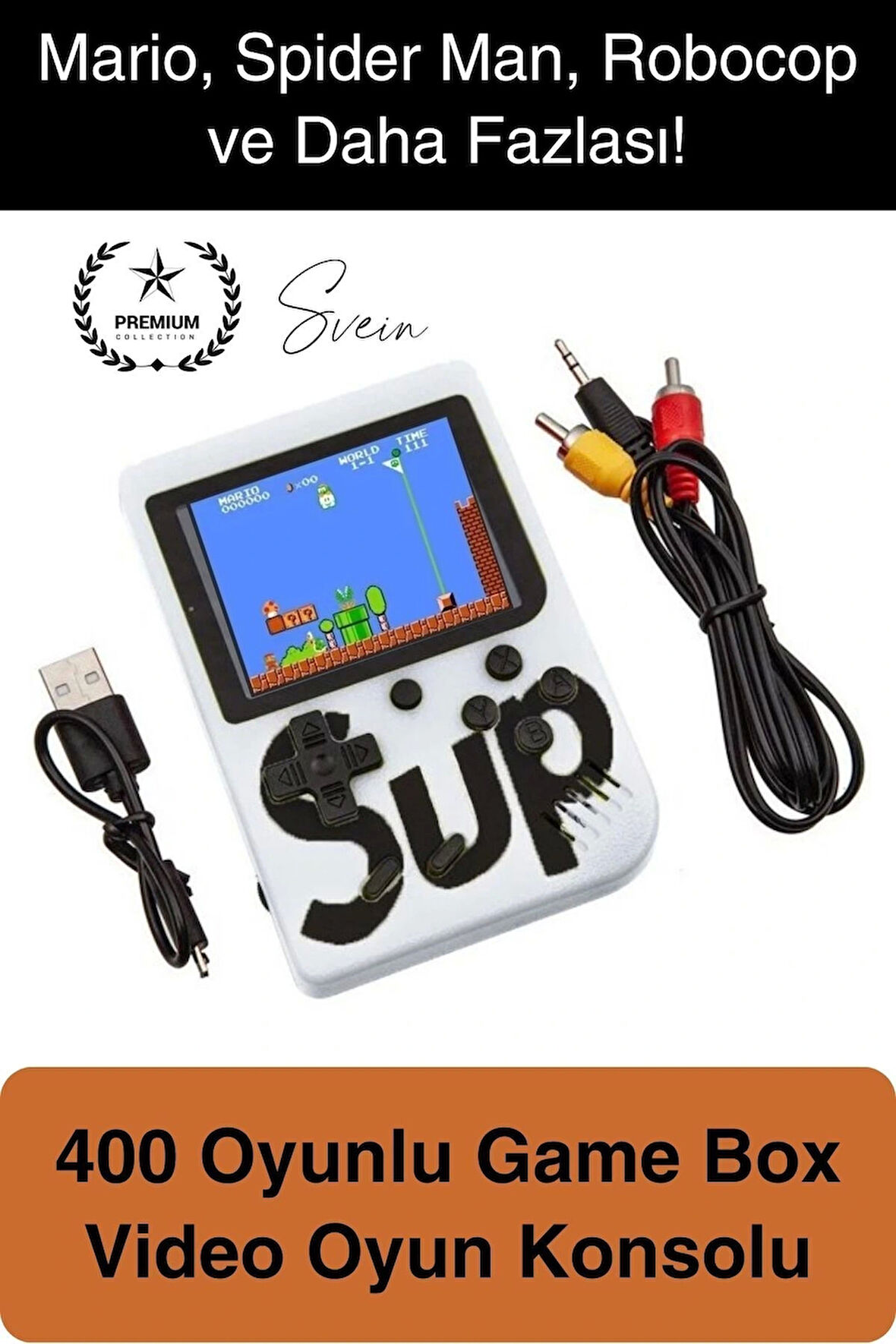 Sup 400 Taşınabilir Mini 2 in 1 GameBoy Oyun Konsolu Retro Nostaljik Atmosfer Atari Video Çocuk
