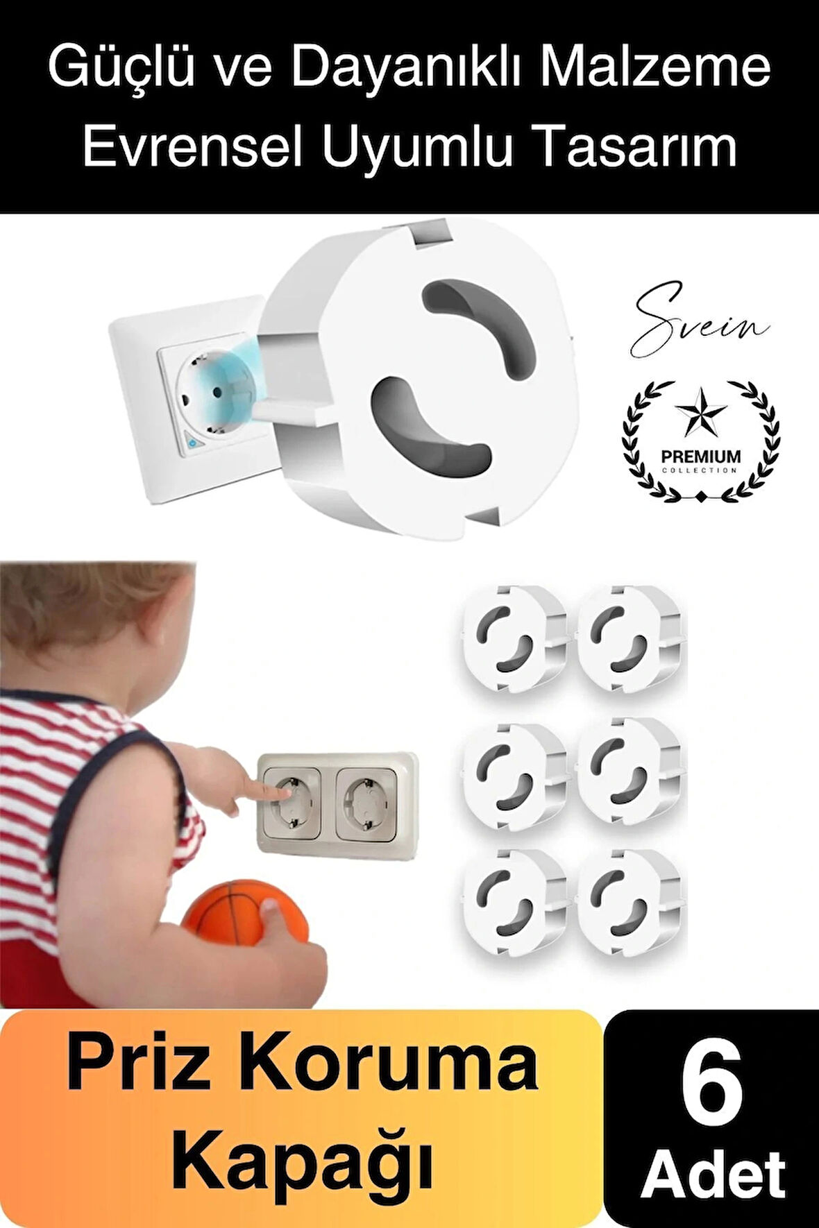 6 Adet Sert Plastik Dayanıklı Bebek Çocuk Priz Koruma Güvenlik Koruyucu Aparat Emniyet Kapağı Beyaz