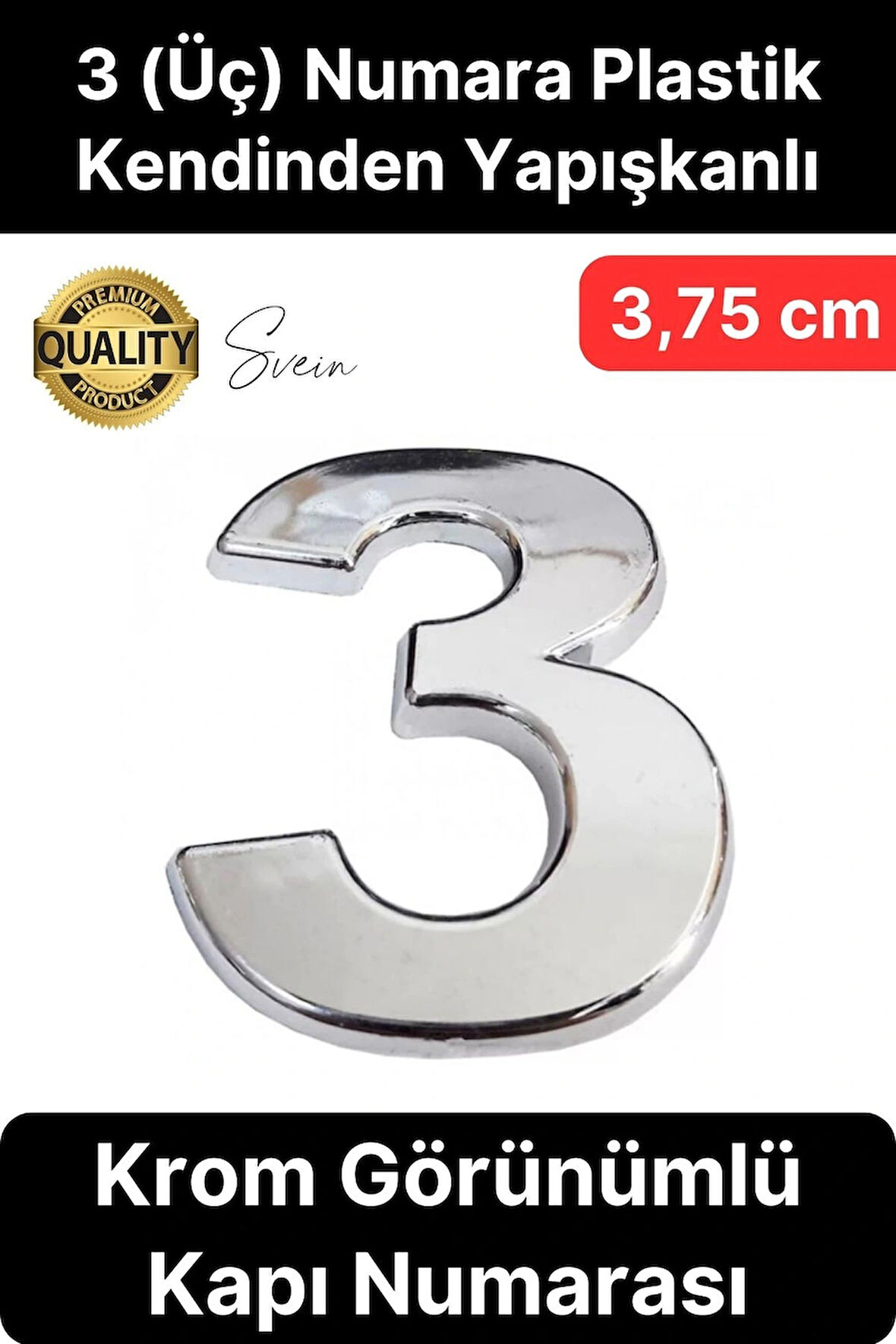 No 3 Kapı Numarası Kendinden Yapışkanlı Masa Dolap Plastik Ev Posta Kutusu Dış Mekan Daire 3,75 cm