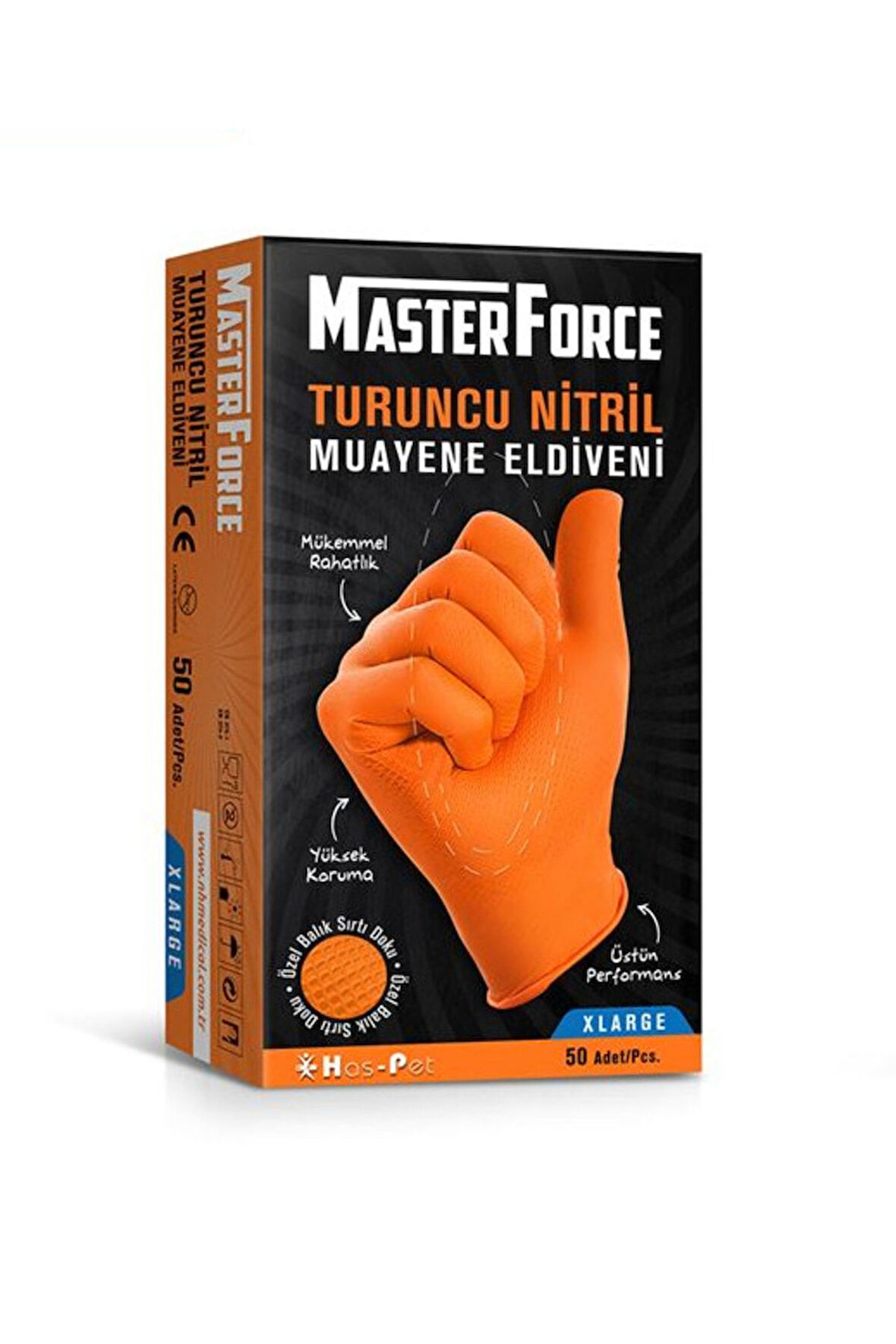 Marka Masterforce Turuncu Nitril Eldiven Xl (50 Adet)