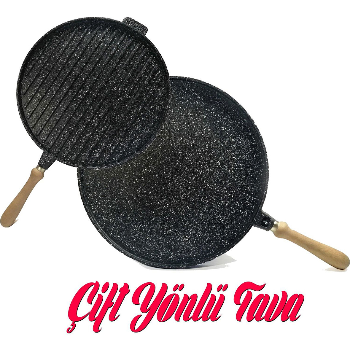 Çift Taraflı TAM DÖKÜM 34 CM  KALİTELİ Bazlama Gözleme Katmer ızgara mangal Tavası