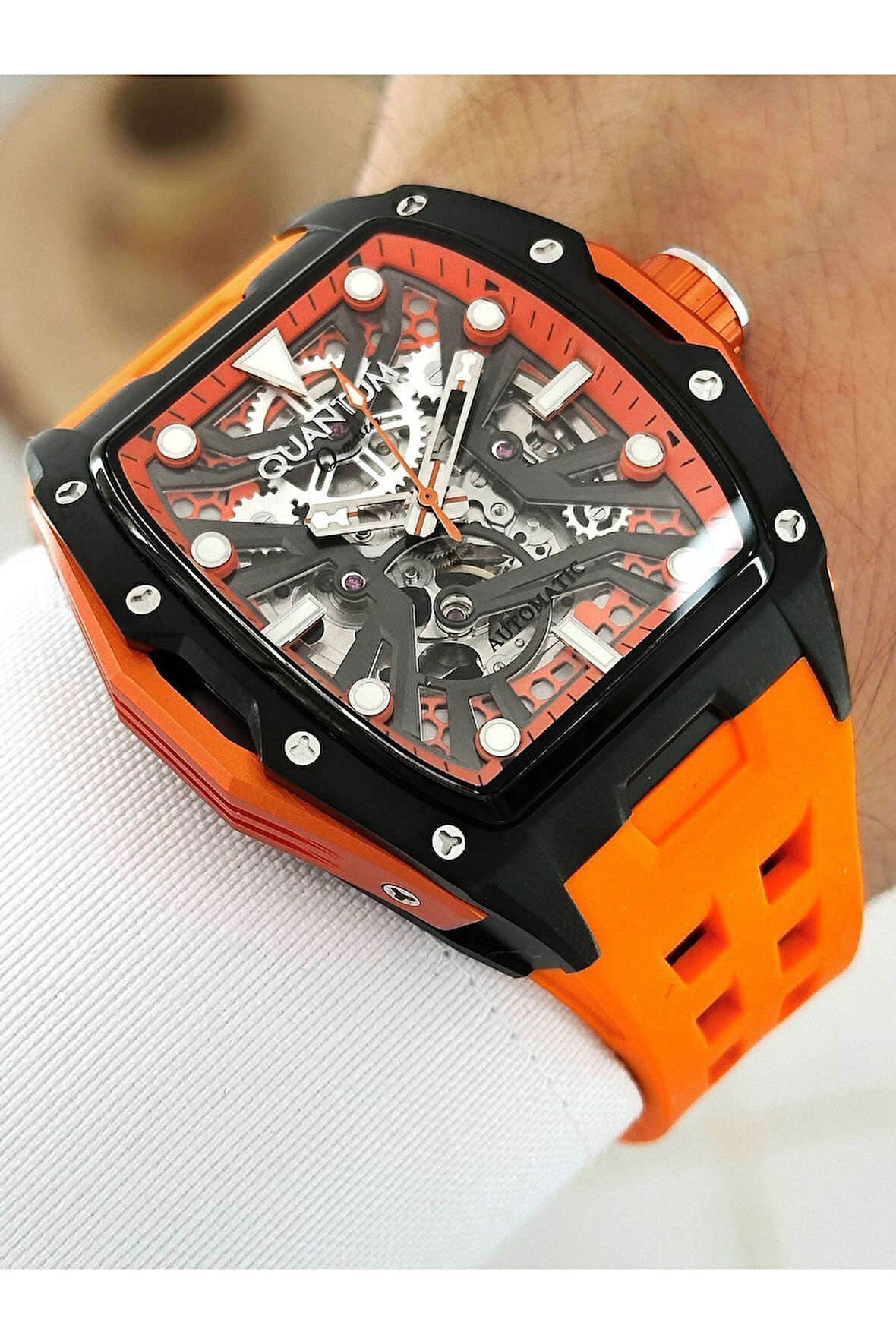 Tam Otomatik Mekanizmalı 5 Atm Su Geçirmez Silikon Kordon Çelik Kasa Erkek Kol Saati