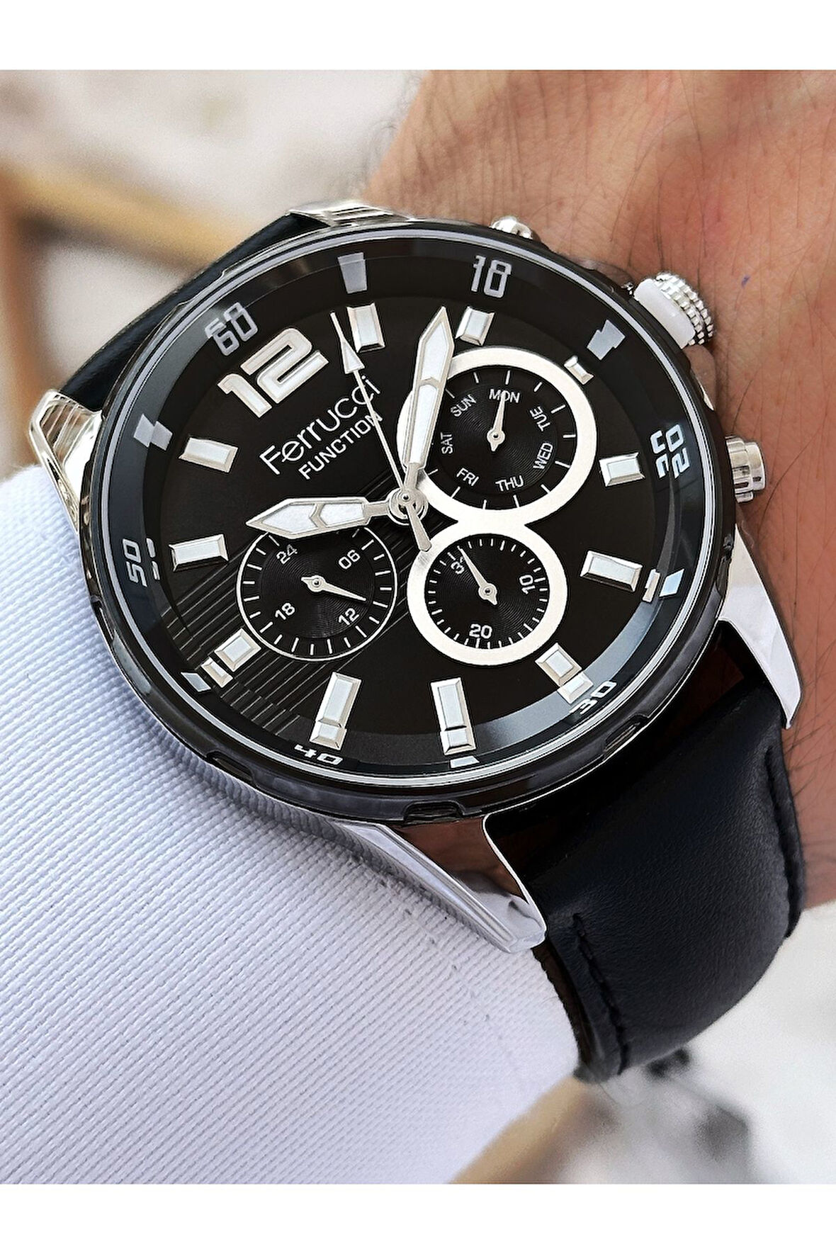 Function Fonksionlu 3 Atm Su Geçirmez Deri Kordon Erkek Kol Saati