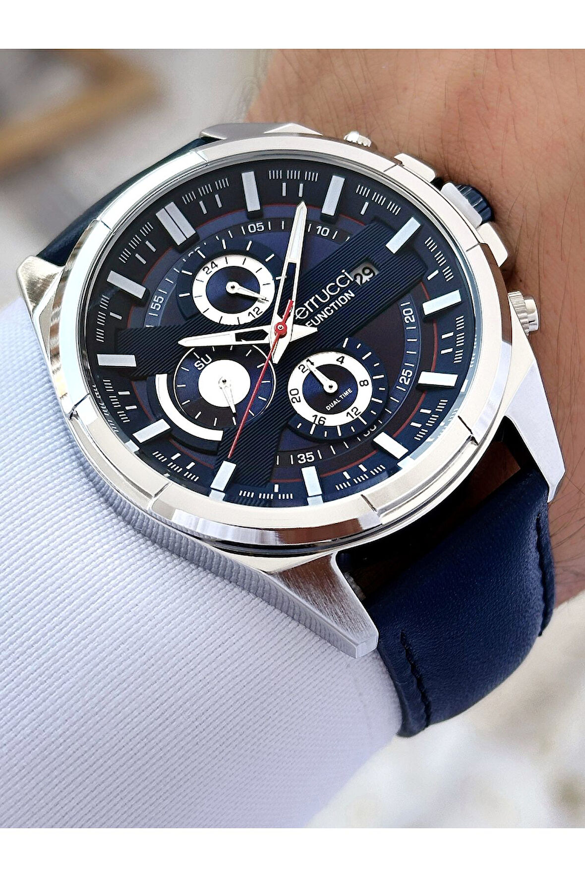 Function Fonksiyonlu Su Geçirmez Deri Kordon Erkek Kol Saati