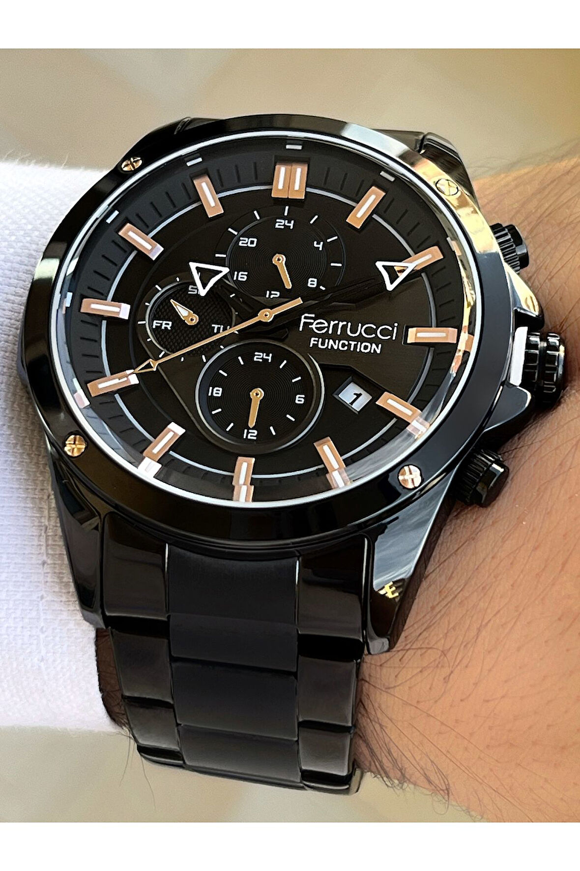 Function Fonksiyonlu Siyah Renk 3 Atm Su Geçirmez Çelik Kordon Erkek Kol Saati