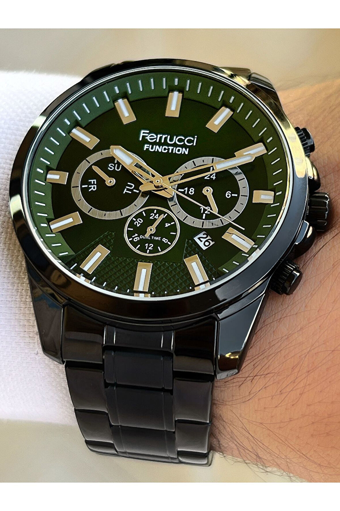 Function Çelik Kordon Siyah Renk Erkek Kol Saati 3 Atm Su Geçirmez