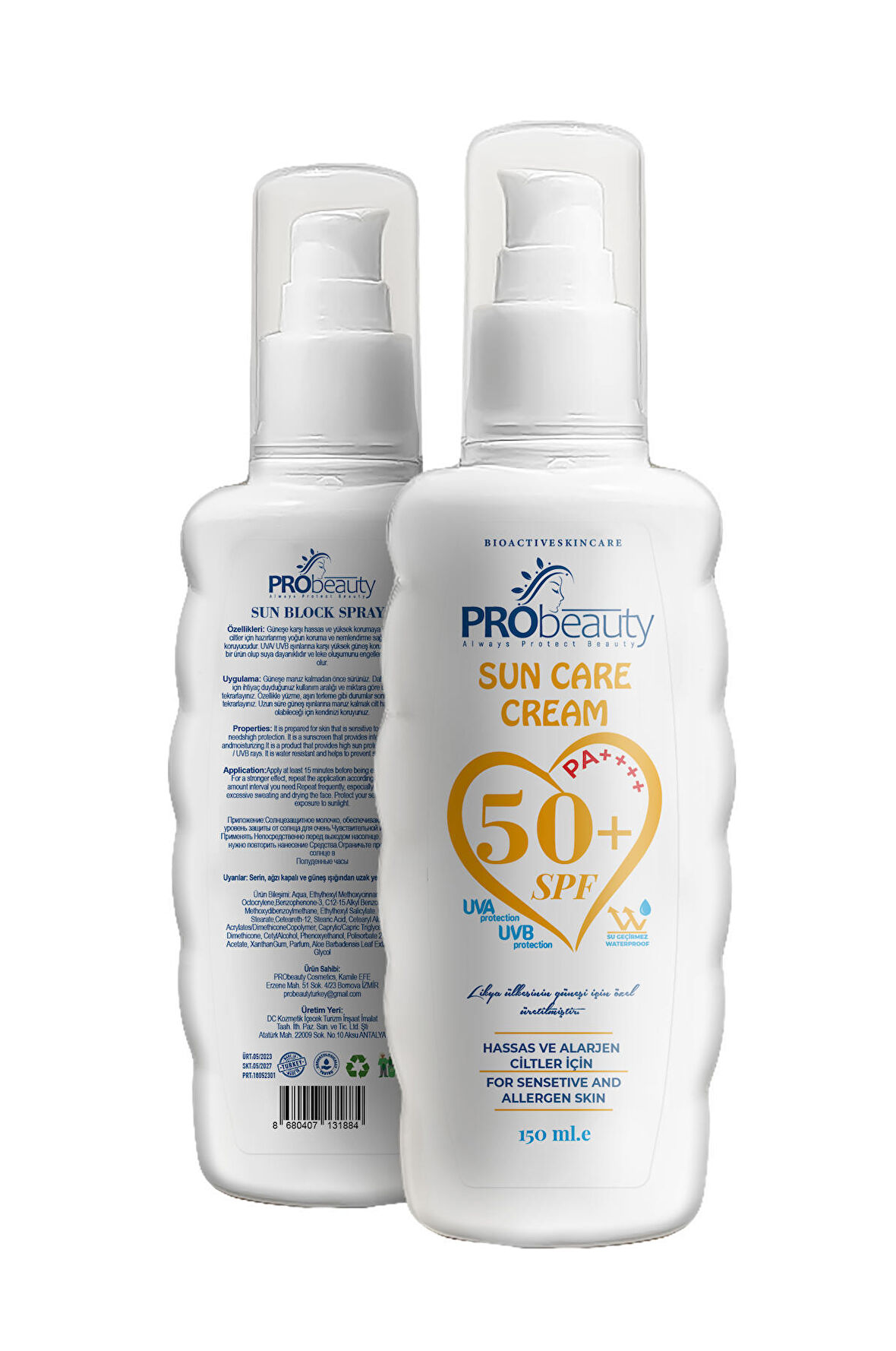 PRObeauty Hassas Ve Alerjen Ciltler Leke Karşıtı 50+ SPF Yüksek Korumalı Yüz Ve Vücut Güneş Kremi 150 ML