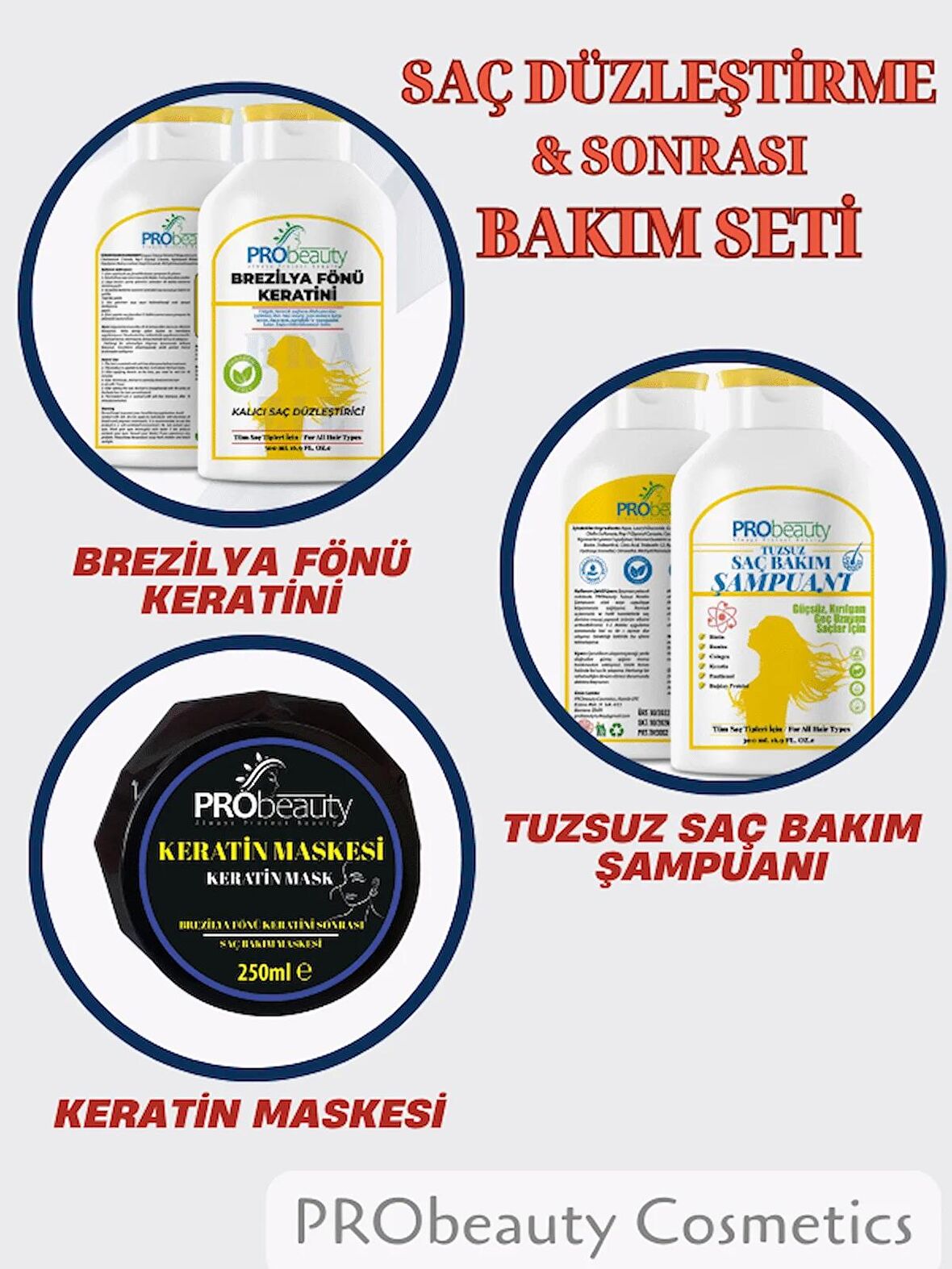 3lü Brezilya Fönü Keratini Ve Sonrası Bakım Seti Keratin, Tuzsuz Şampuan. Keratin Maskesi