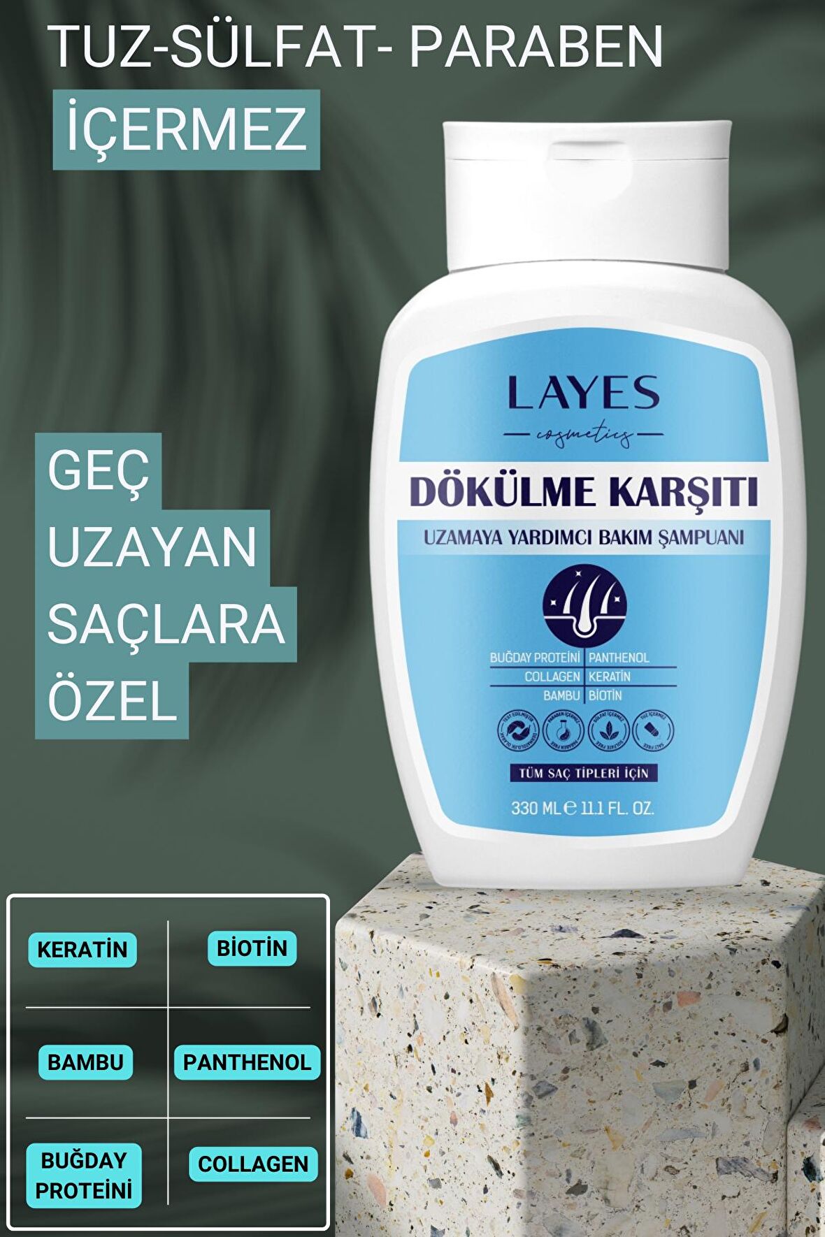 Layes Saç Dökülmesine Karşı Hızlı Uzamaya Yardımcı Bakım Şampuanı Tuzsuz Parabensiz Sülfatsız