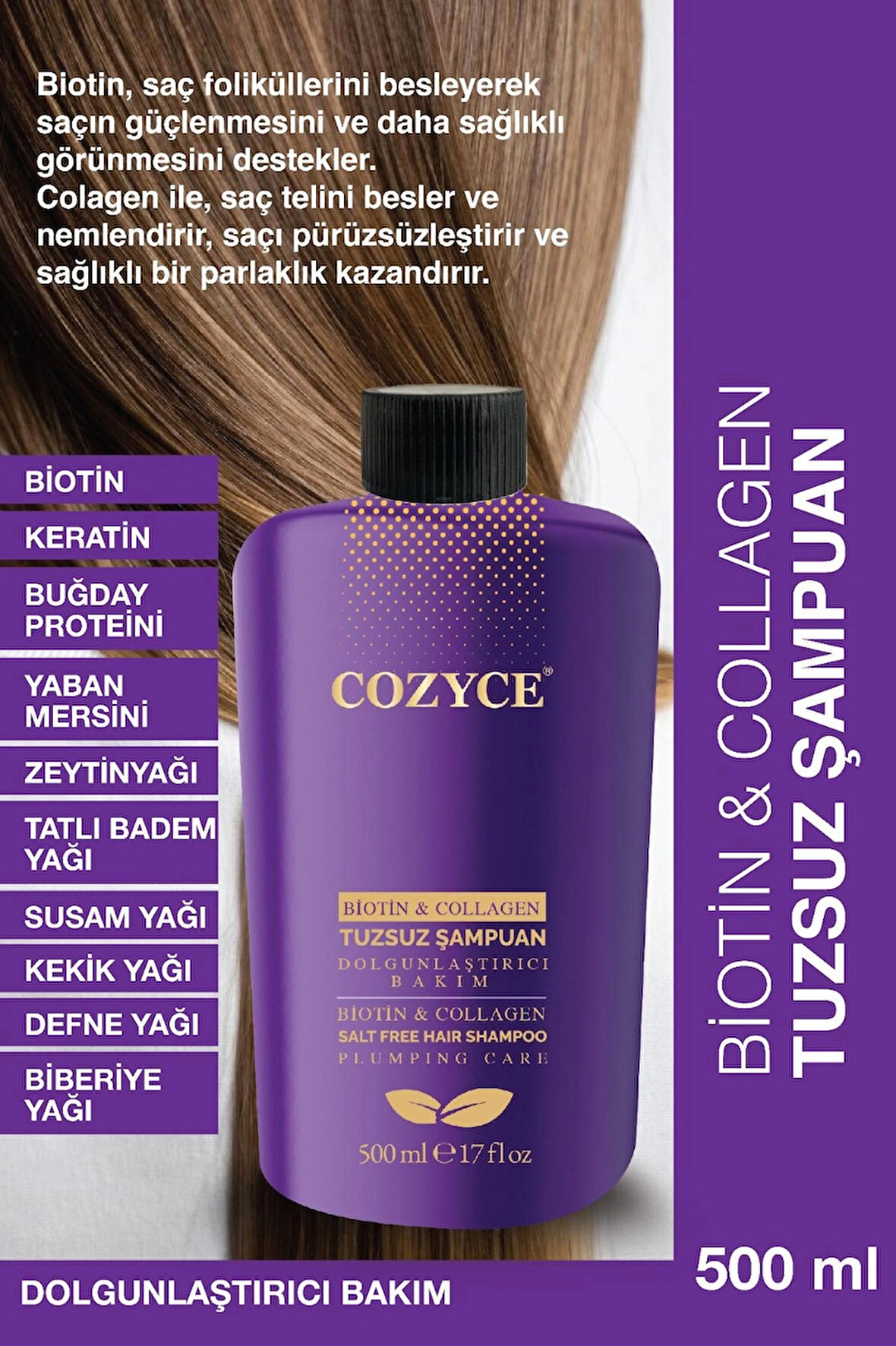 COZYCE COLLAGEN-BİOTİN TUZSUZ ŞAMPUAN 500ML