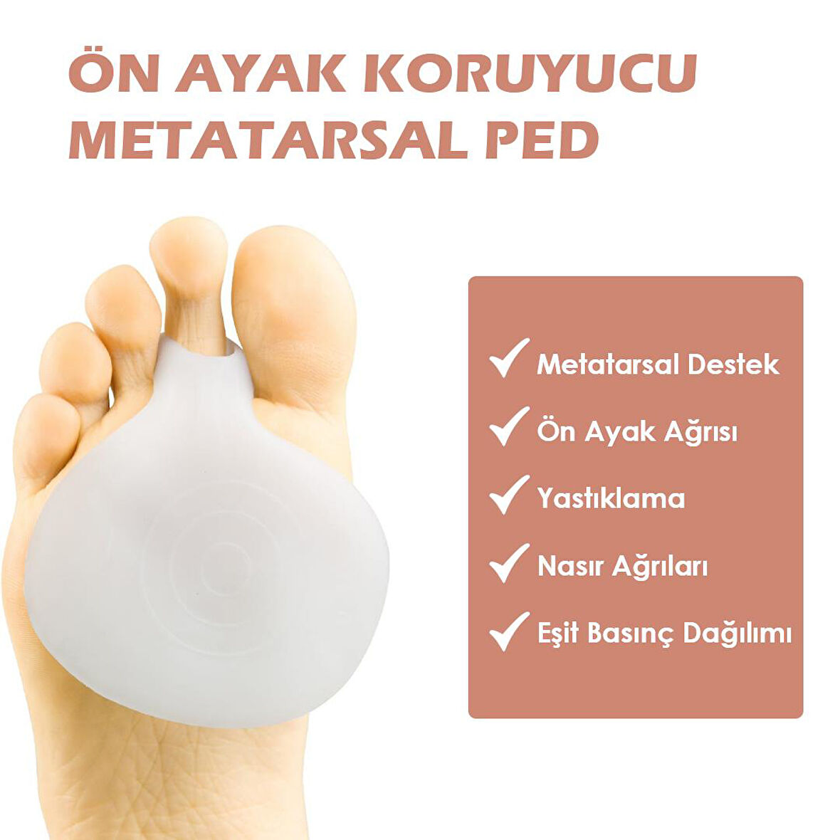 Slikon Metatarsal Ayak Pedi, Kadınlar ve Erkekler için Parmak Halkalı Ön Ayak Destek Koruma Pedi