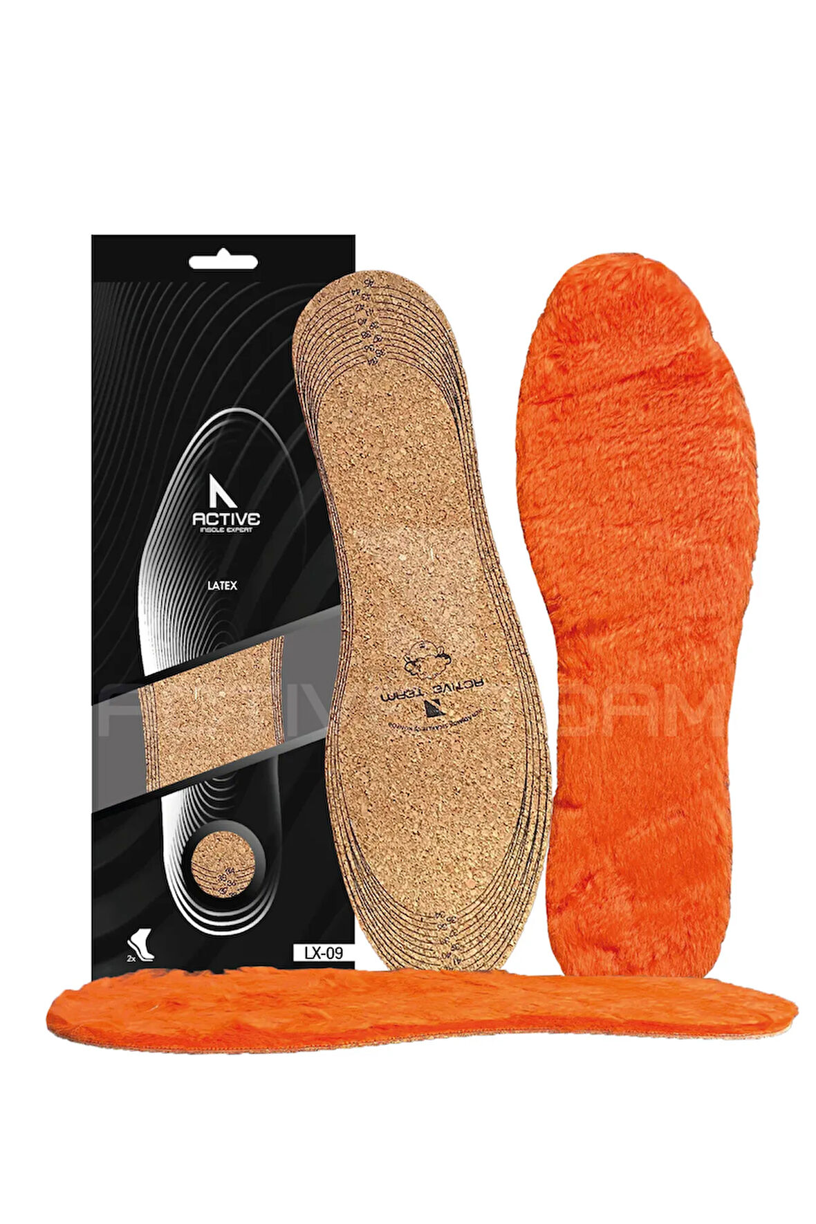 LX09 - Vegan Doğal Mantar Turuncu Peluş | Doğal Isı, Soğuk Havalara Özel, Sıcak Tutan Iç Tabanlık