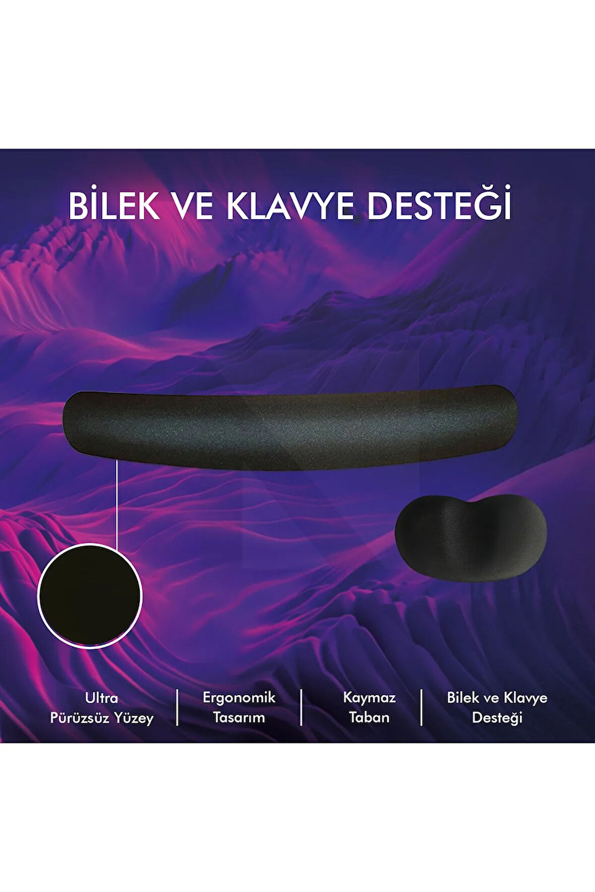 MP03 - Memory Mouse Ve Klavye Bilek Destek Pedi | Yumuşak, Ergonomik, El Bileği Dinlendirme Ped Set