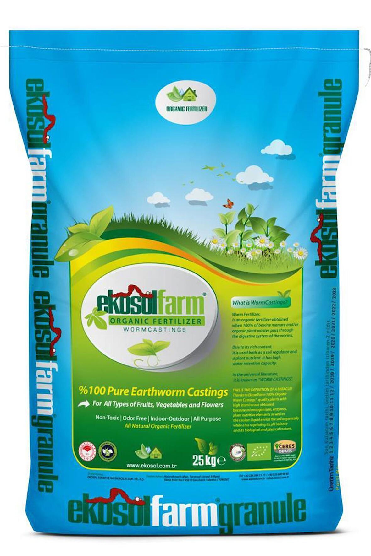 EKOSOLFARM SOLUCAN GÜBRESİ 25 KG WORM CASTINGS